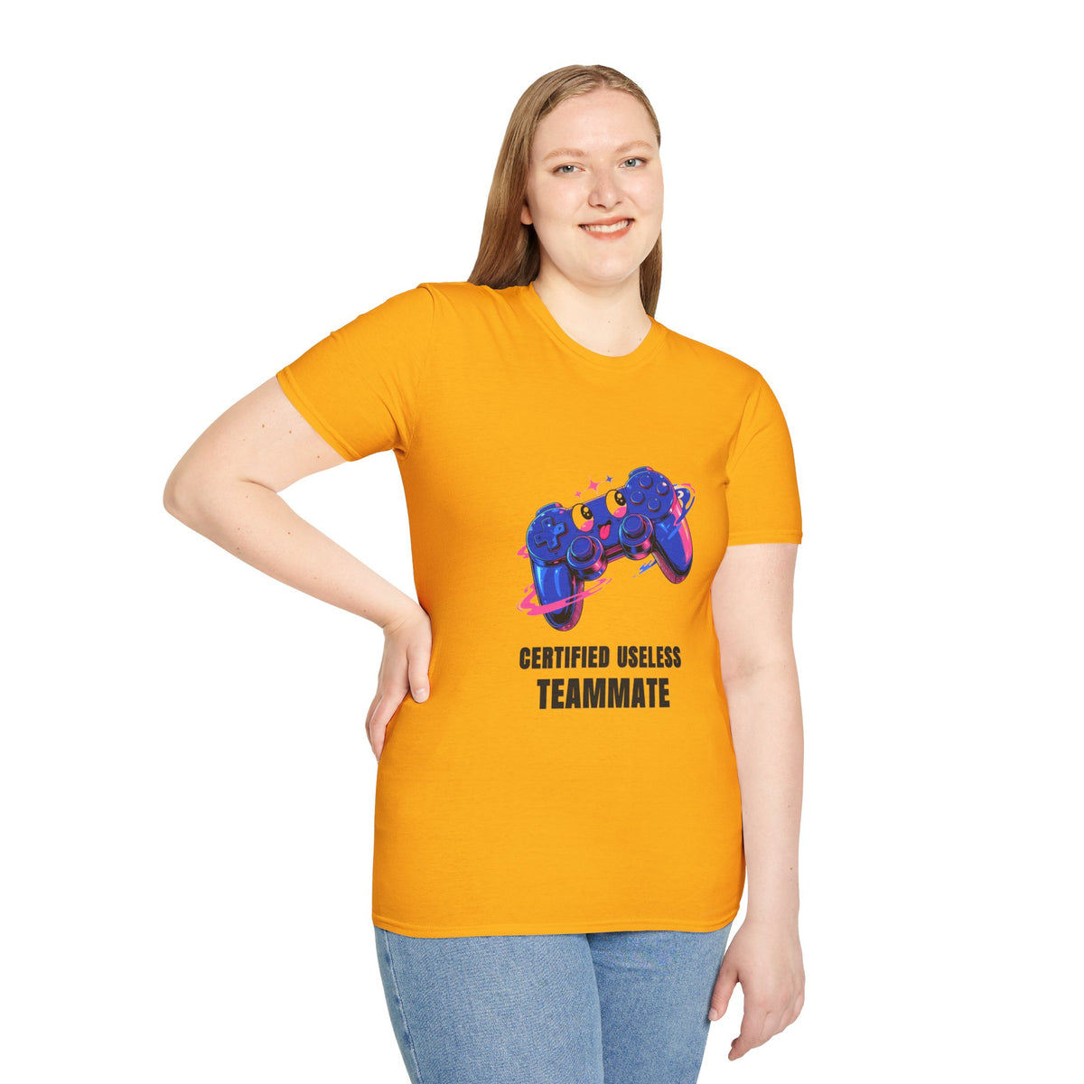 Certified Useless Teammate Gamer T-Shirt — Retro Neon Gamepad Tee - Trending Now - August 2026