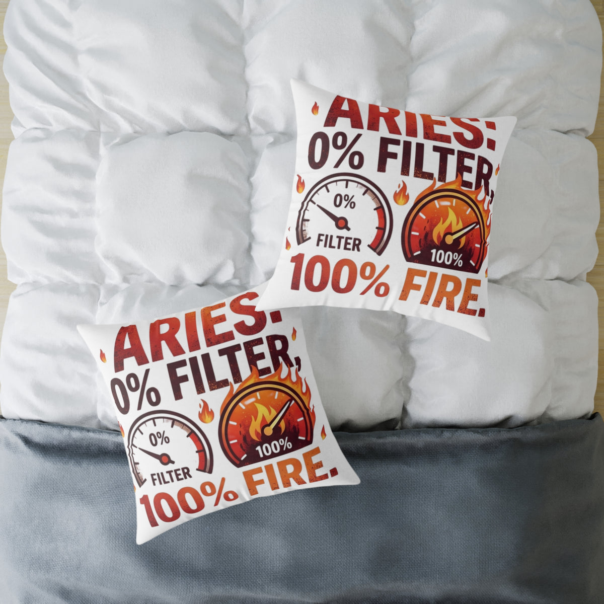 Aries 0% Filter 100% Fire Square Poly Canvas Pillow