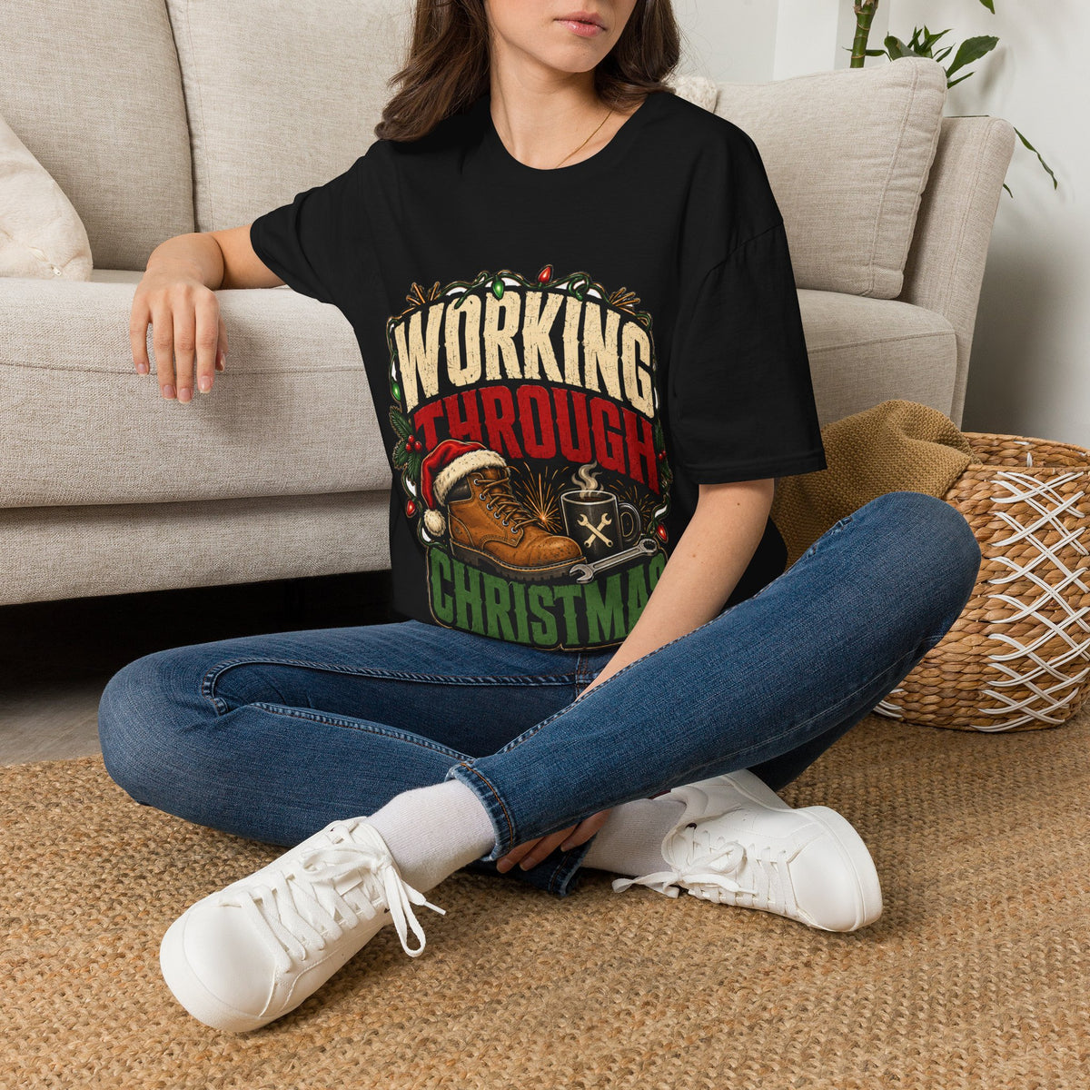 Working Through Christmas T-Shirt — Funny Holiday Nurse/Worker Gift