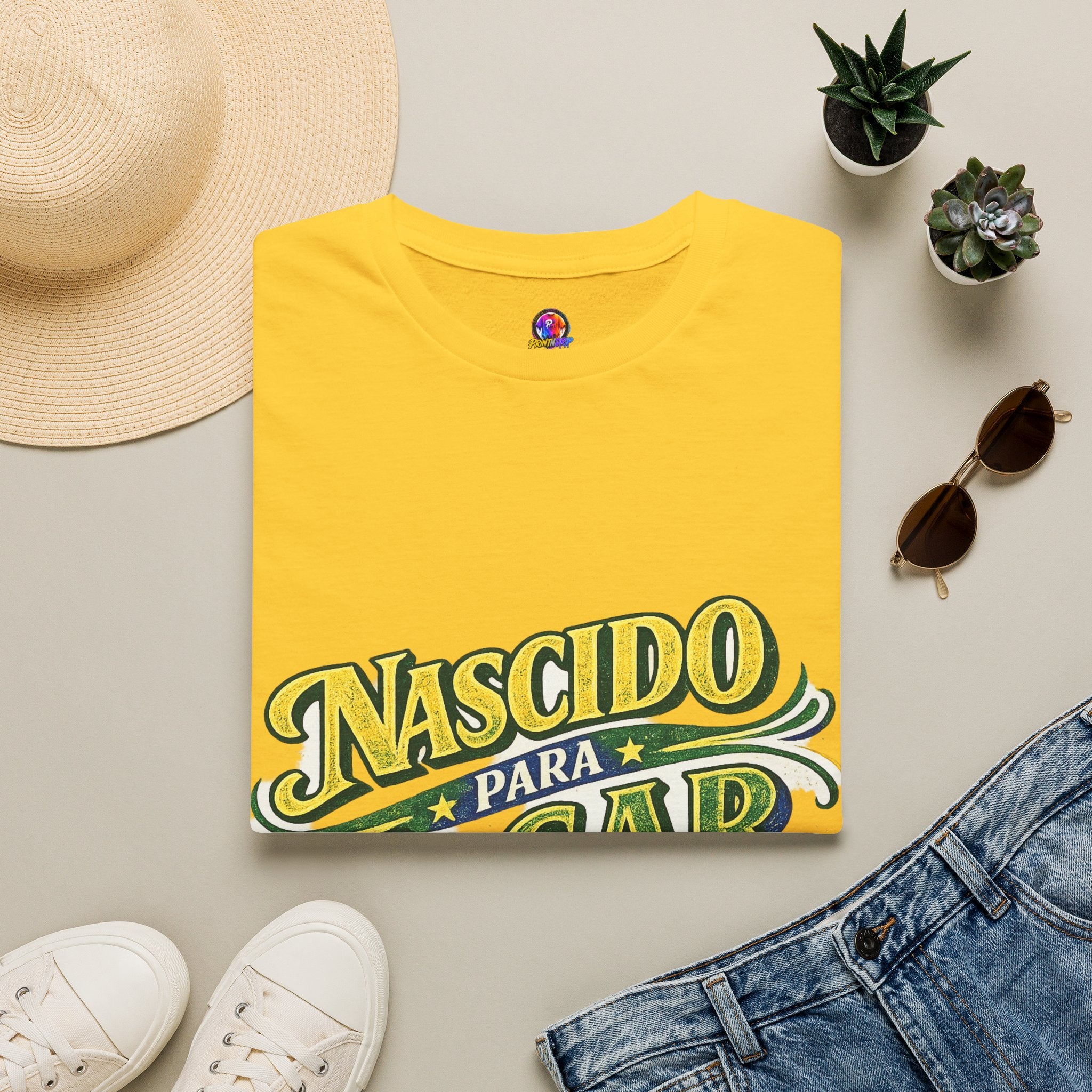 Brazil T‑Shirt — Nascido Para Jogar Vintage Brazilian Soccer Graphic Tee