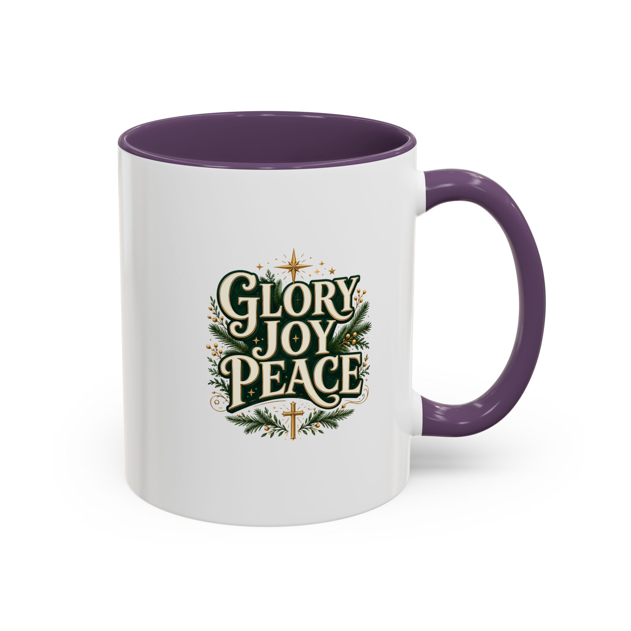 Glory Joy Peace Christmas Coffee Mug - Holiday Scripture Accent Mug