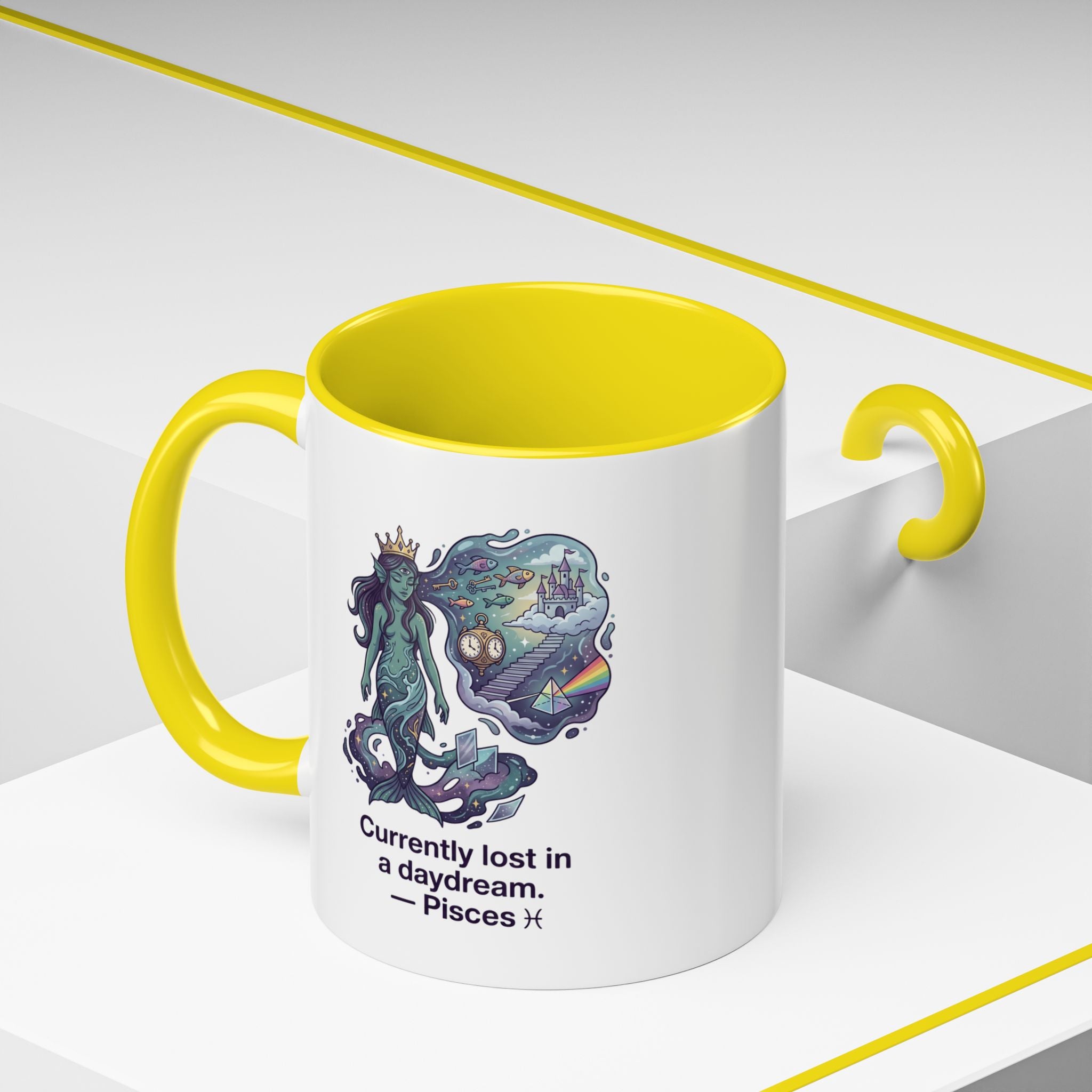 Pisces Daydream Accent Coffee Mug — "Currently lost in a daydream" Astrological Zodiac Gift