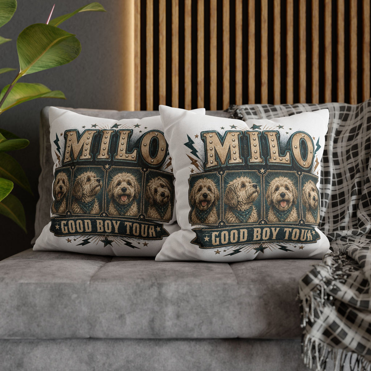 Milo "Good Boy Tour" Dog Photo Throw Pillowcase Milo Bailey Dog Dad Mom