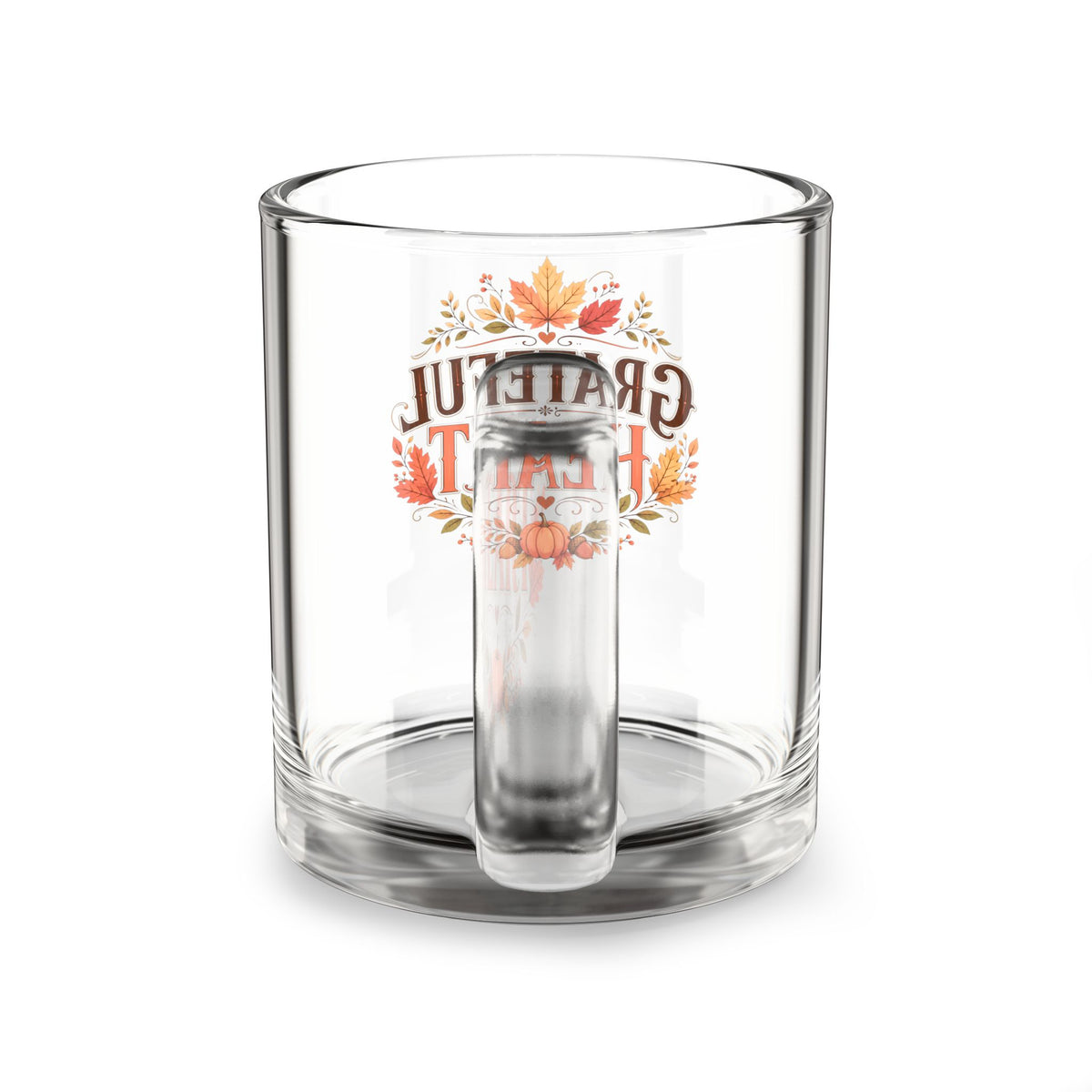 Grateful Heart Glass Mug — 10oz Thanksgiving Autumn Coffee Cup