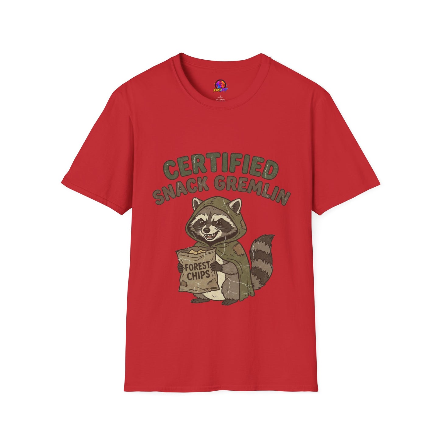 Certified Snack Gremlin T-Shirt — Funny Raccoon Snack Lover Tee