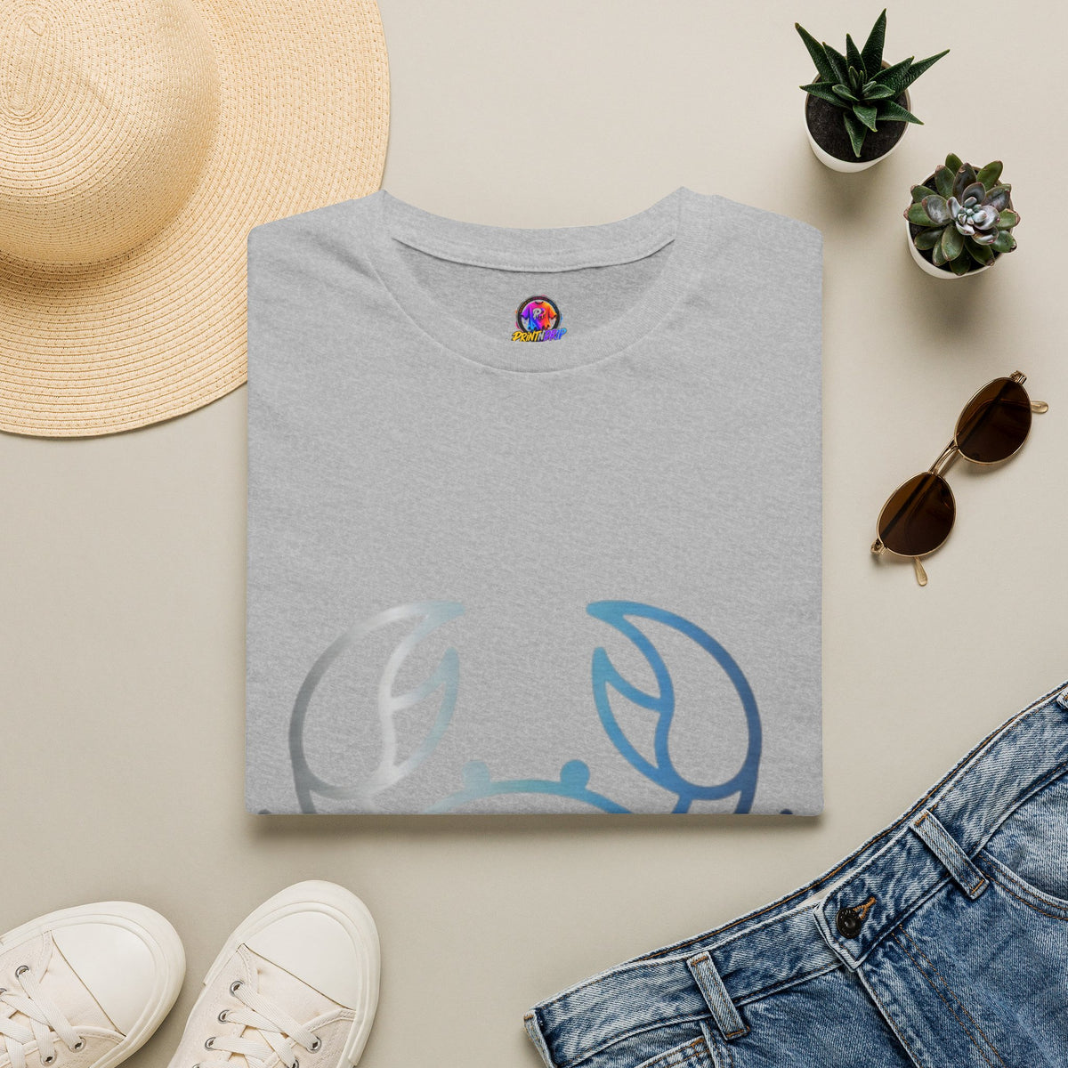 Cancer Zodiac Crab Graphic T-Shirt — Minimal Coastal Zodiac Summer Tee