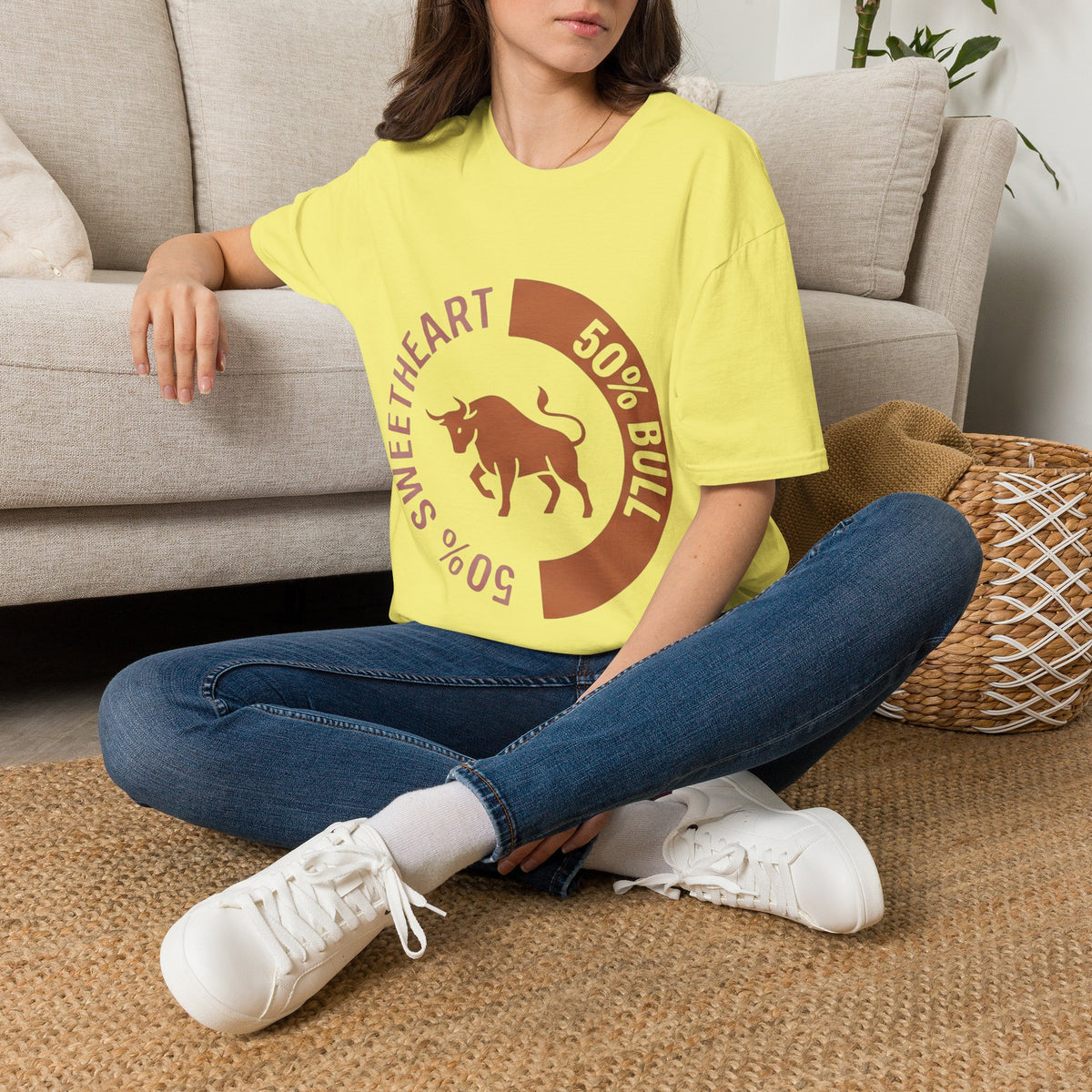 Bull Percentage Graphic T-Shirt — "50% Bull, 50% Sweetheart" Casual Tee