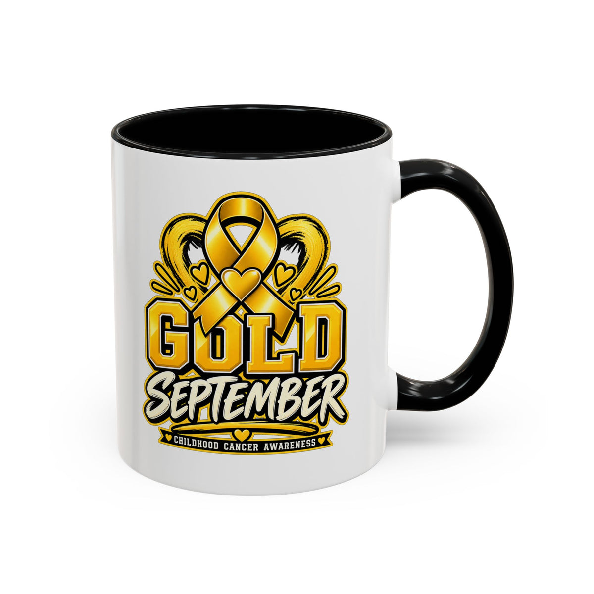 Gold September Coffee Mug — Childhood Cancer Awareness Accent Mug (11/15oz)