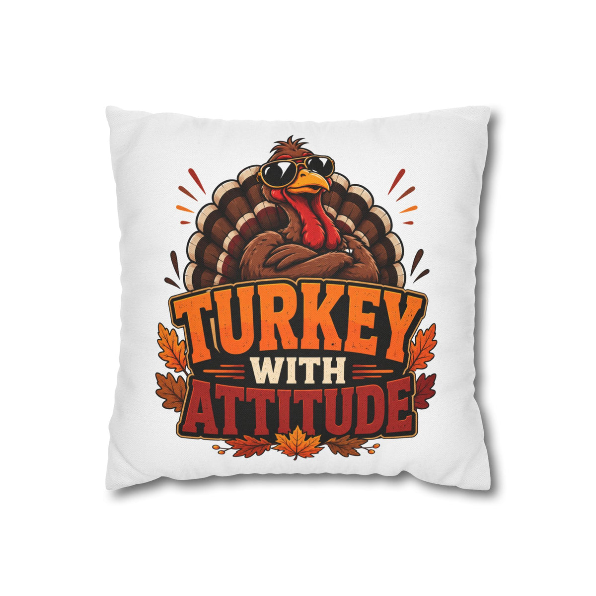 Thanksgiving Turkey With Attitude Pillowcase — Funny Thanksgiving Decorative Pillow Cover