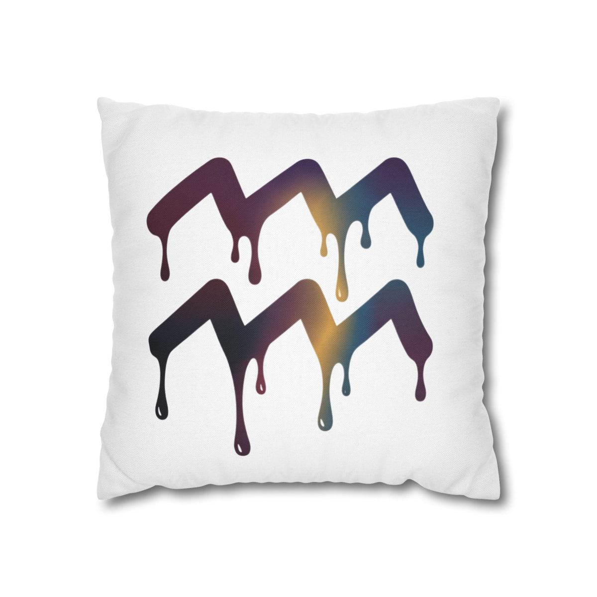 Dripping Aquarius Symbol Pillowcase — Zodiac Decorative Throw Pillow Cover