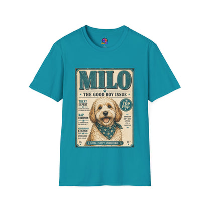 Milo 'The Good Boy Issue' Dog T‑Shirt — Vintage Puppy Magazine Design