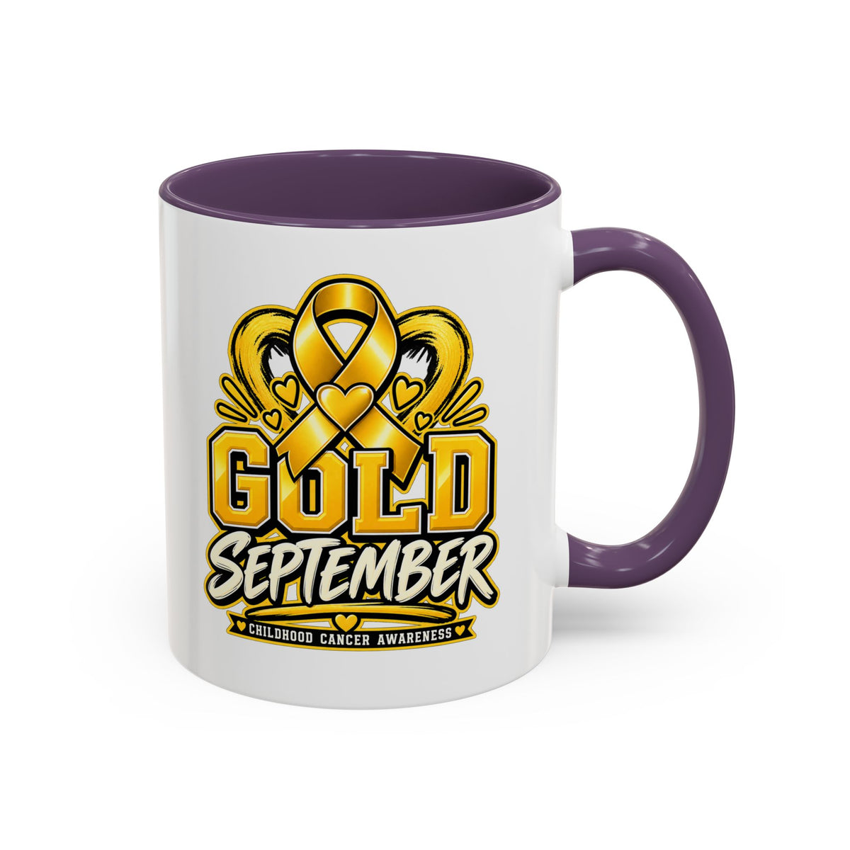 Gold September Coffee Mug — Childhood Cancer Awareness Accent Mug (11/15oz)