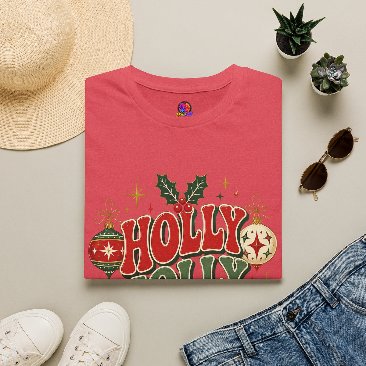 Holly Jolly Club Christmas T-Shirt — Retro Holiday Ornament Tee