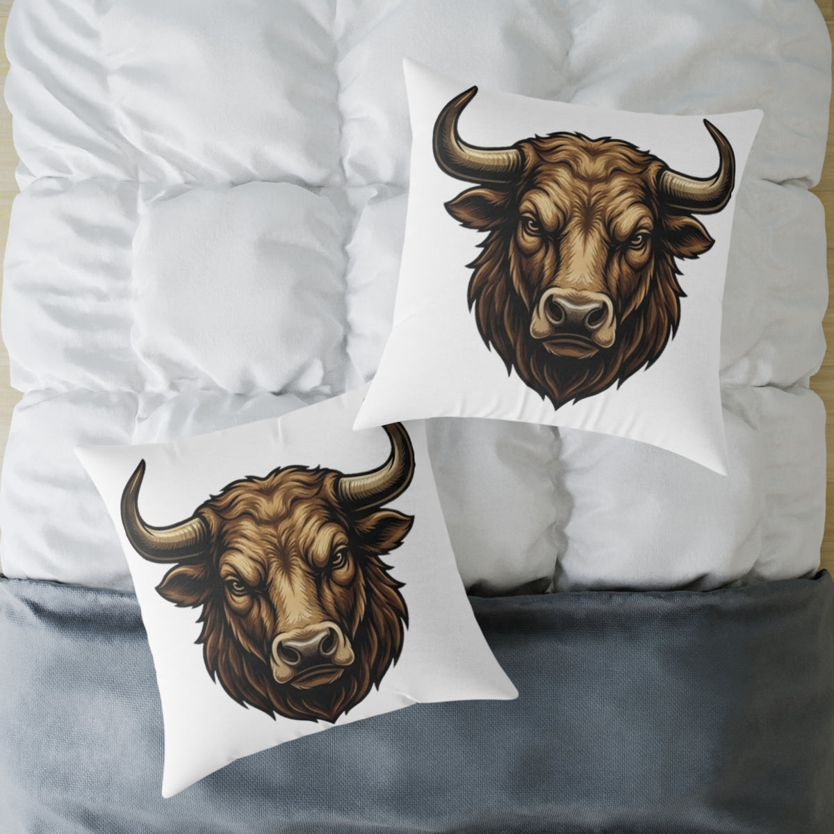 Taurus Bull Head  Square Poly Canvas Pillow