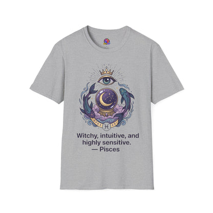 Pisces Mystic Eye T-Shirt — Witchy Astrology Moon & Crown Design