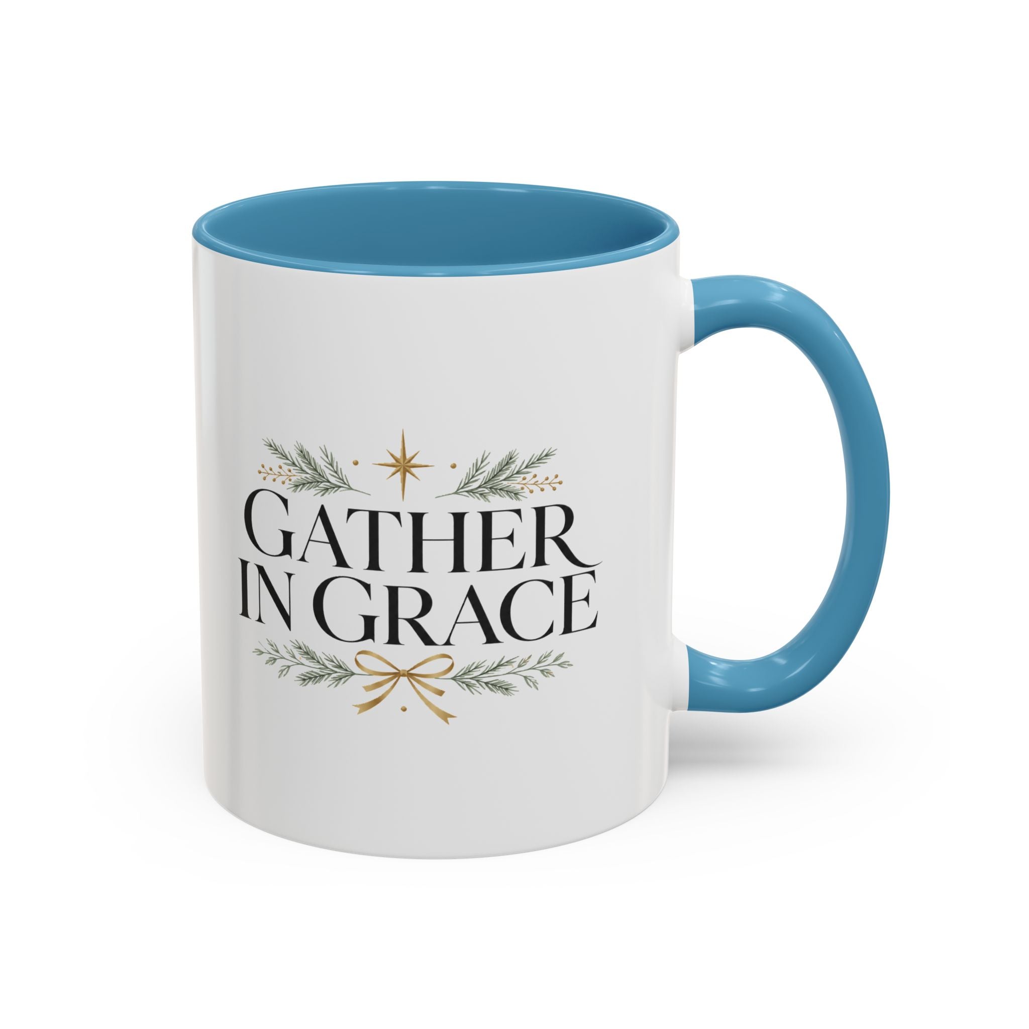 Christmas Gather in Grace Coffee Mug — Inspirational Holiday Accent Mug