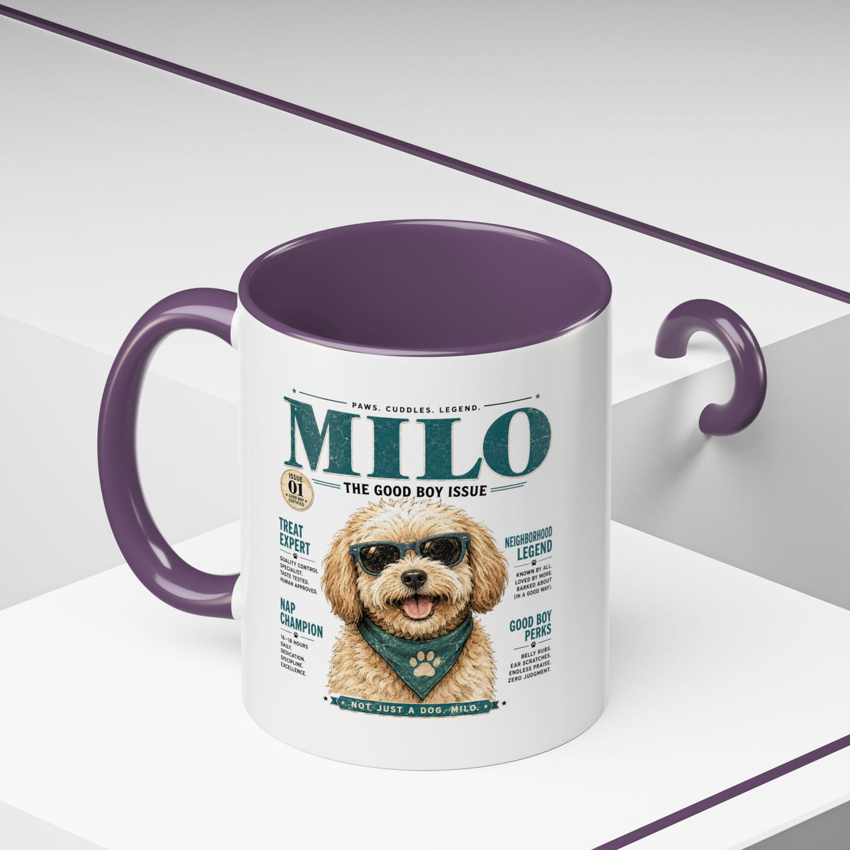 Milo Bailey Dog Dad Mom Milo Magazine-Style Accent Coffee Mug — Cute Dog Portrait
