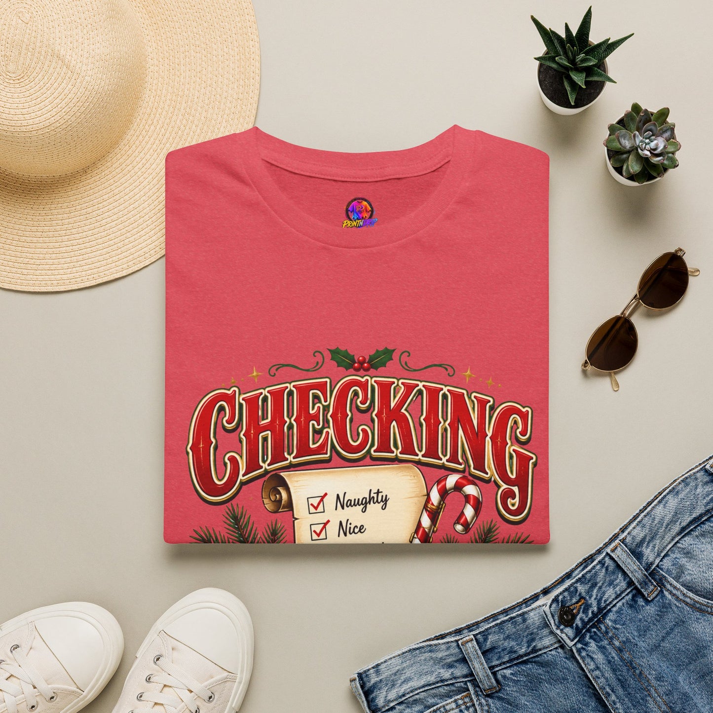 Checking It Twice Christmas T-Shirt — Naughty or Nice Holiday Tee