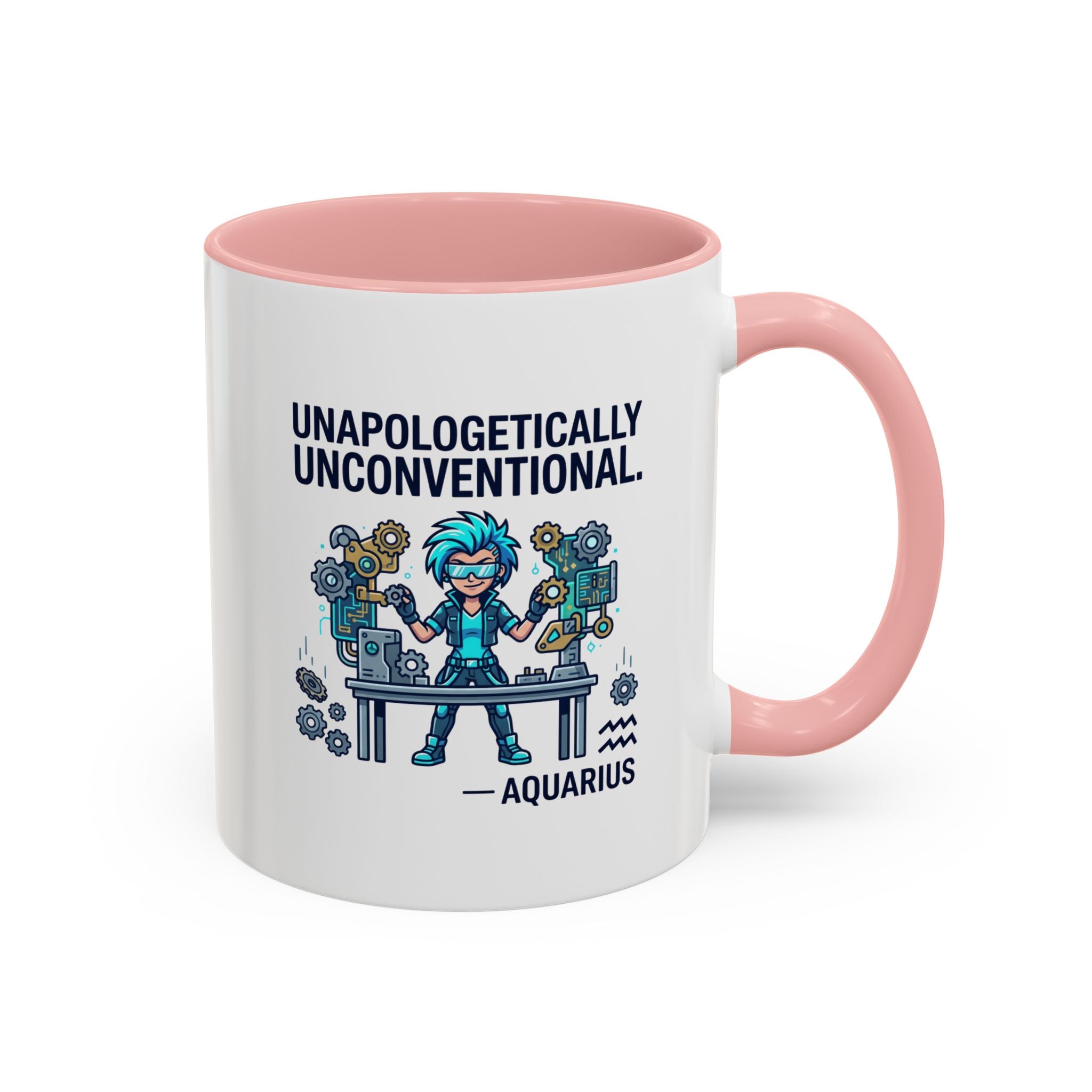 Aquarius Coffee Mug - "Unapologetically Unconventional" Zodiac Accent Mug 11oz