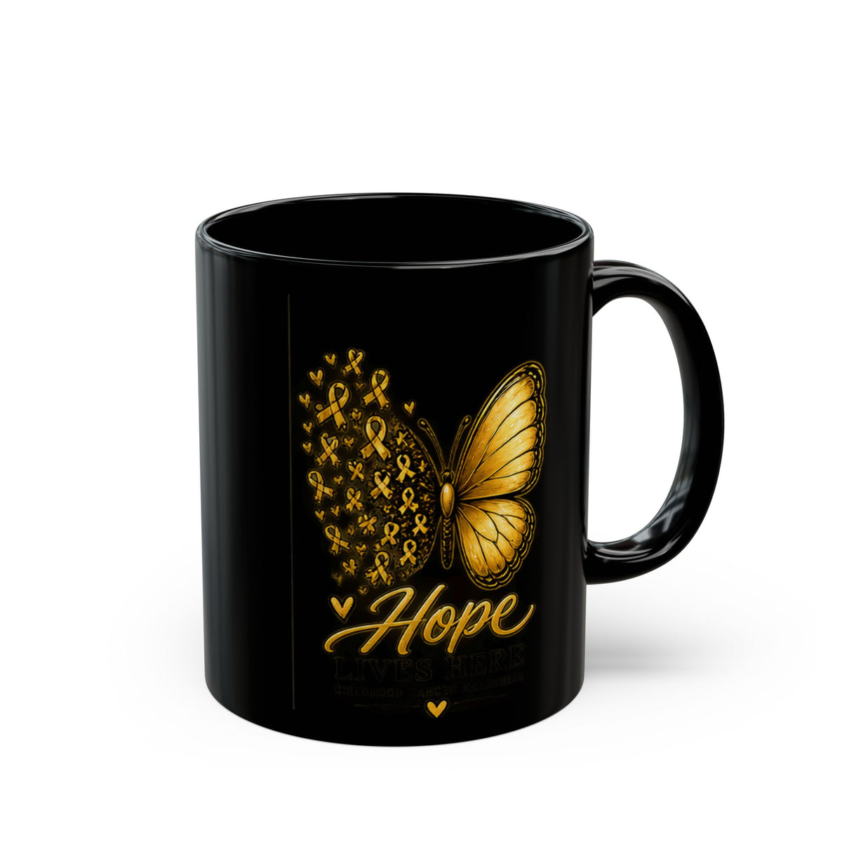 Childhood Cancer Awareness Hope Butterfly Black Mug