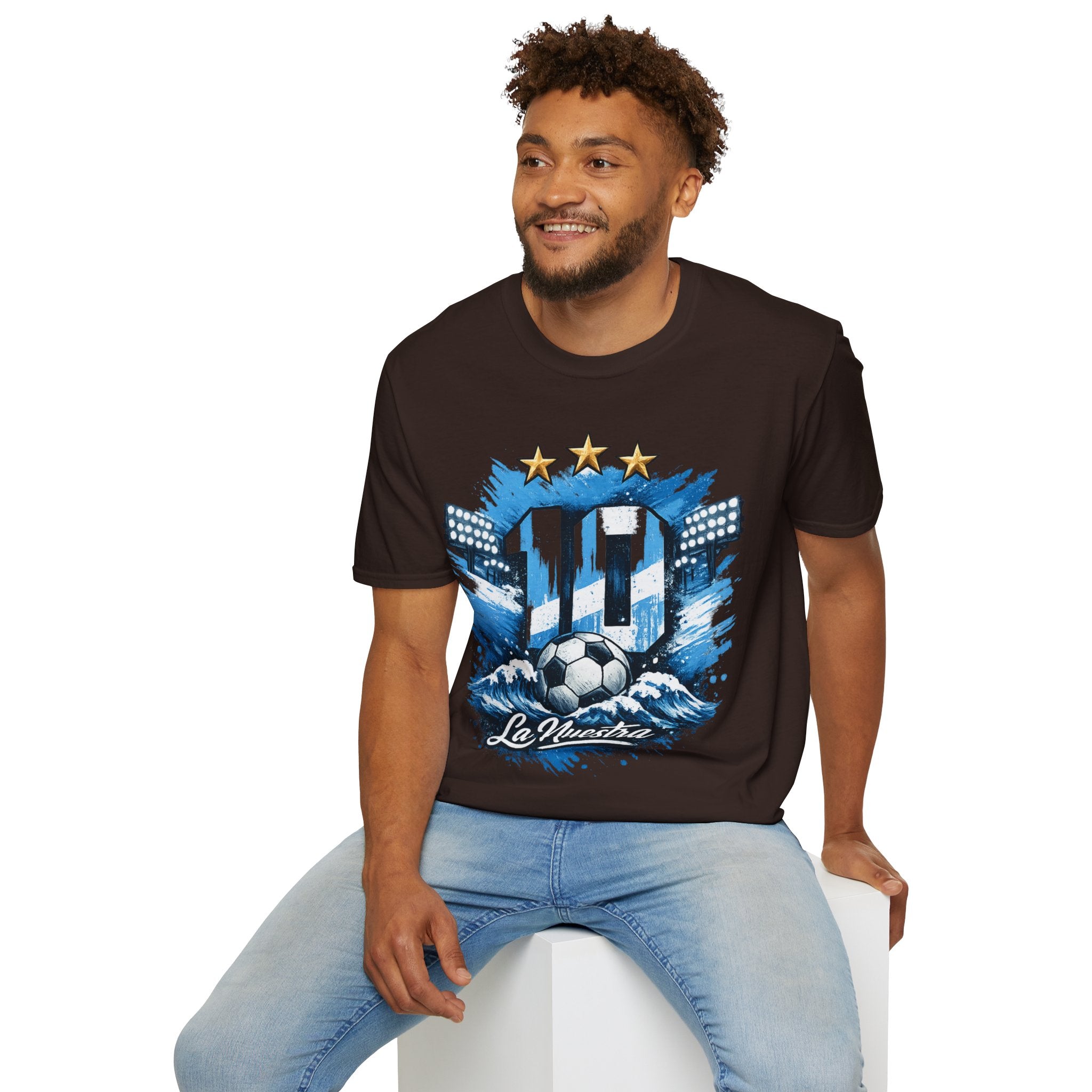 Argentina Soccer Fan T-Shirt — 'La Nuestra' #10 Jersey Design