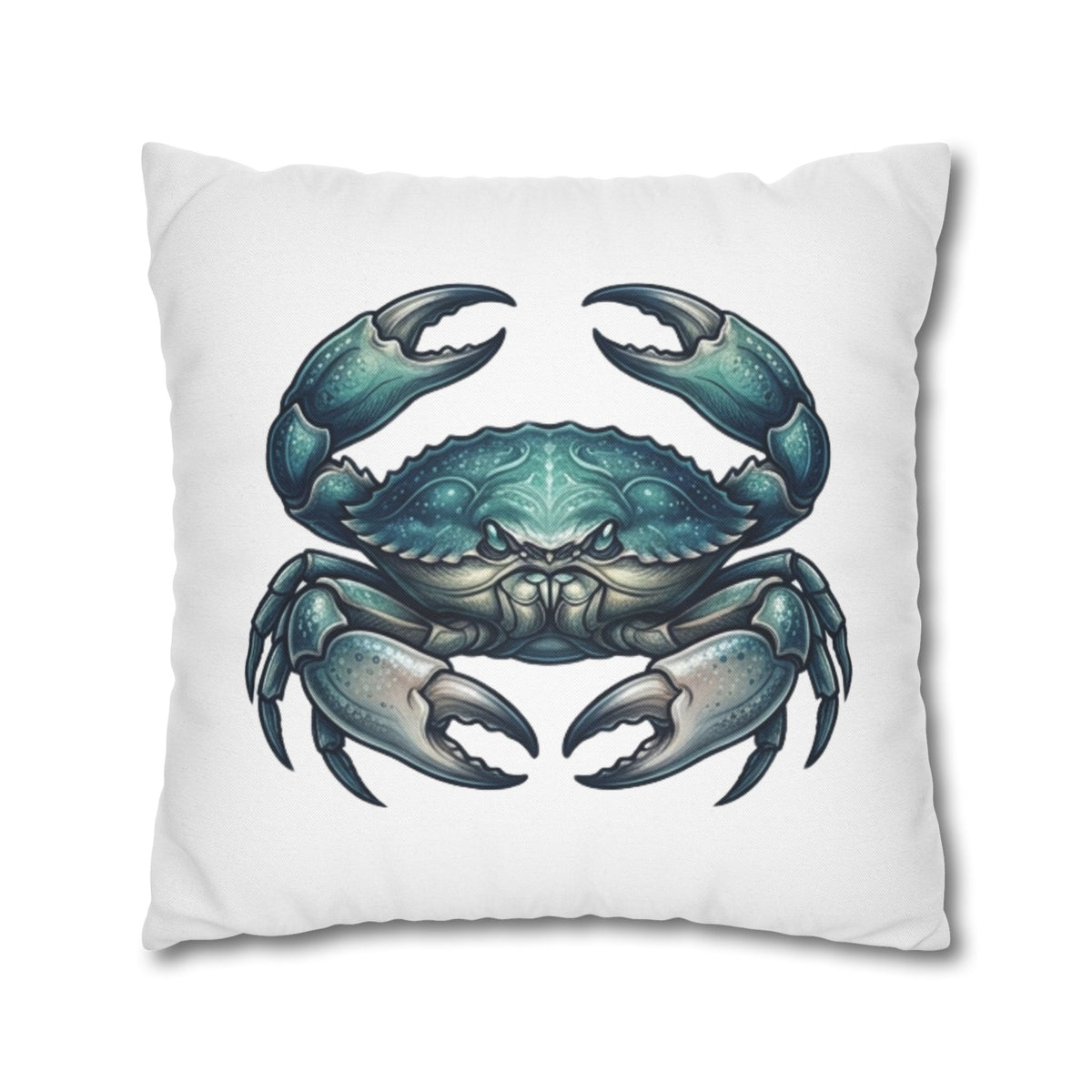 Cancer Zodiac Blue Crab Decorative Pillowcase — Coastal Beach House Accent