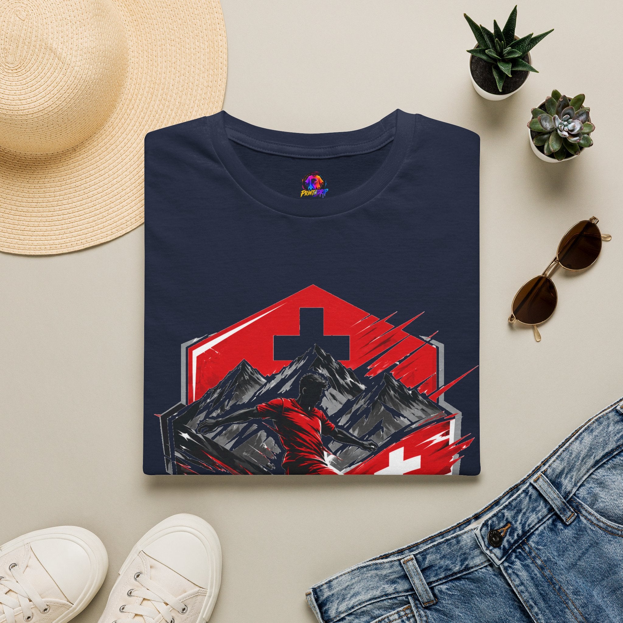 Switzerland Alpine Strike T‑Shirt – Swiss Mountain Ski & Snowboard Graphic