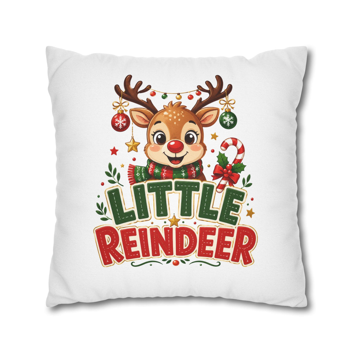 Christmas Little Reindeer Holiday Pillowcase – Cute Christmas Throw Pillow Cover