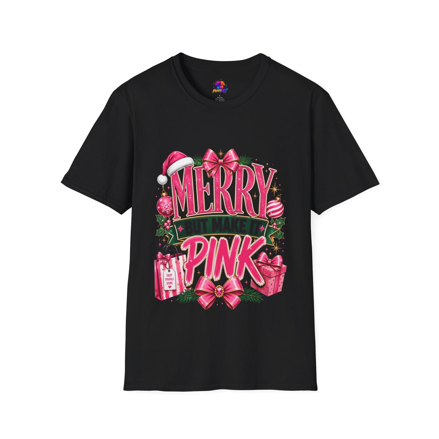 Christmas T-Shirt — "Merry But Make It Pink" Holiday Tee