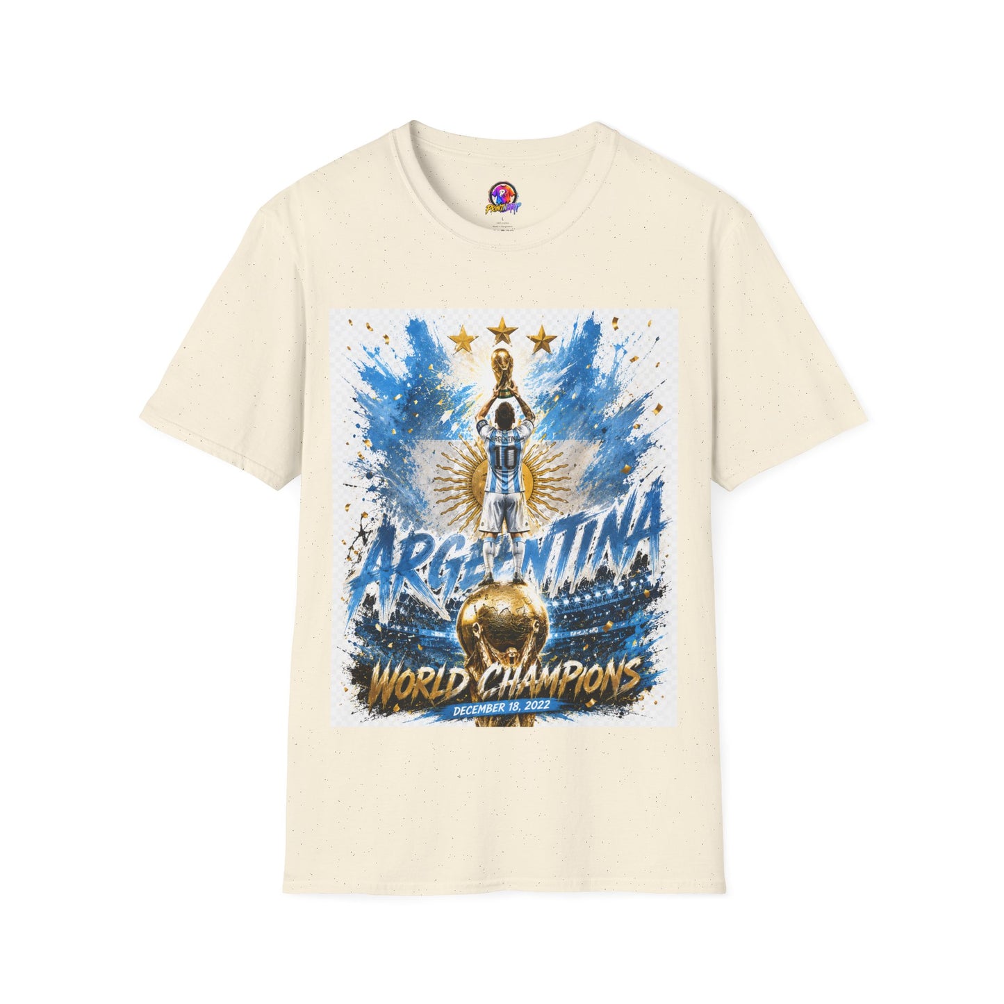 Argentina World Champions T‑Shirt — Soccer World Cup 3 Stars Tribute
