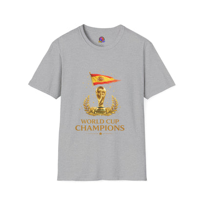 Spain World Cup Champions T-Shirt — Spanish Flag & Trophy Soccer Tee