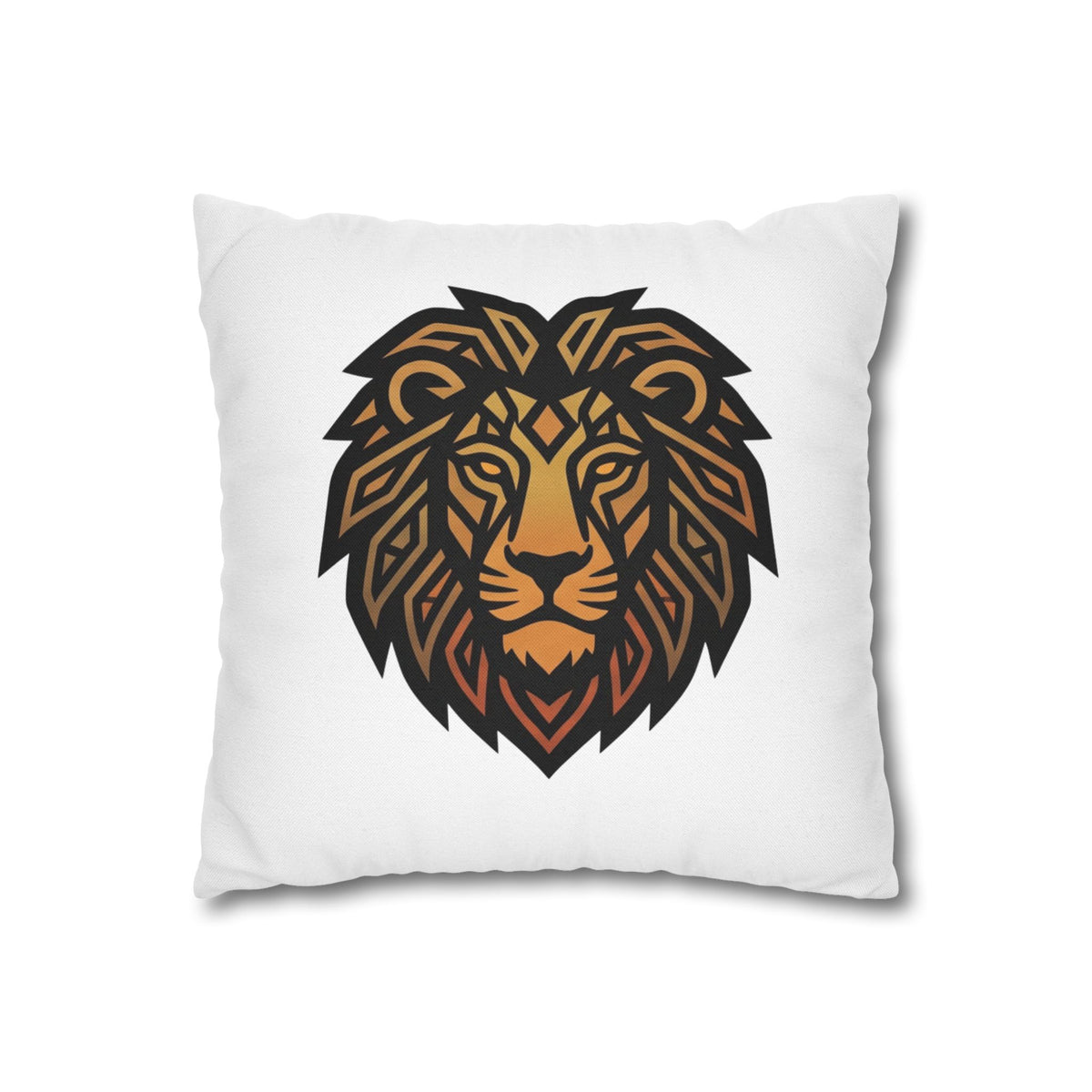 Leo Lion Head Decorative Pillowcase — Geometric Tribal Lion Throw Pillow Cover