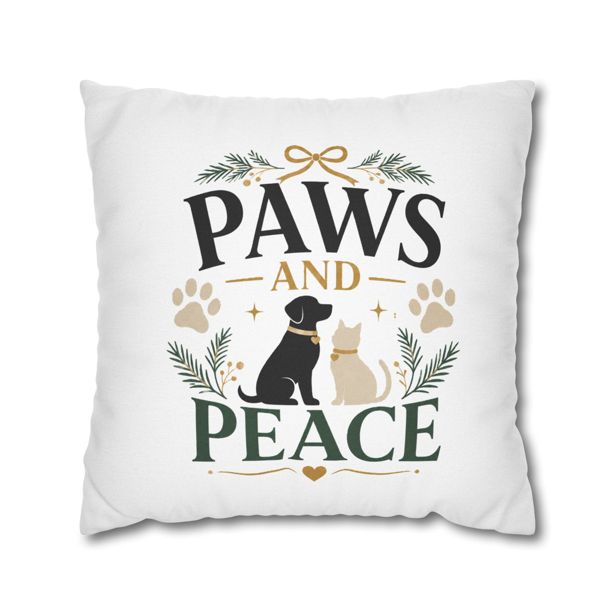 Christmas Paws and Peace Throw Pillowcase — Pet Holiday Decorative Cushion Cover