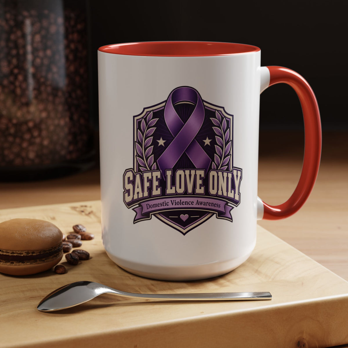 Coffee Mug — "Safe Love Only" Domestic Violence Awareness (Purple Ribbon)