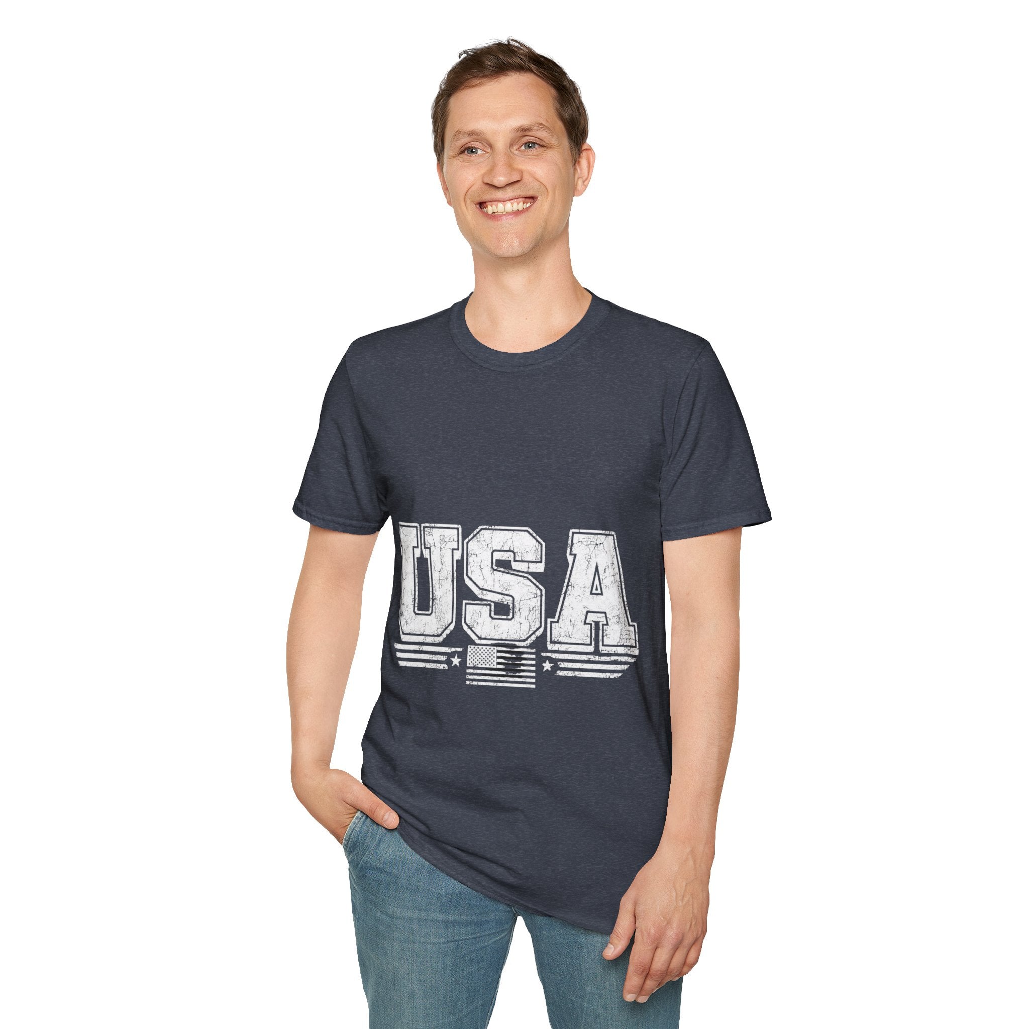 USA Vintage Block T-Shirt — Patriotic Americana Graphic Tee
