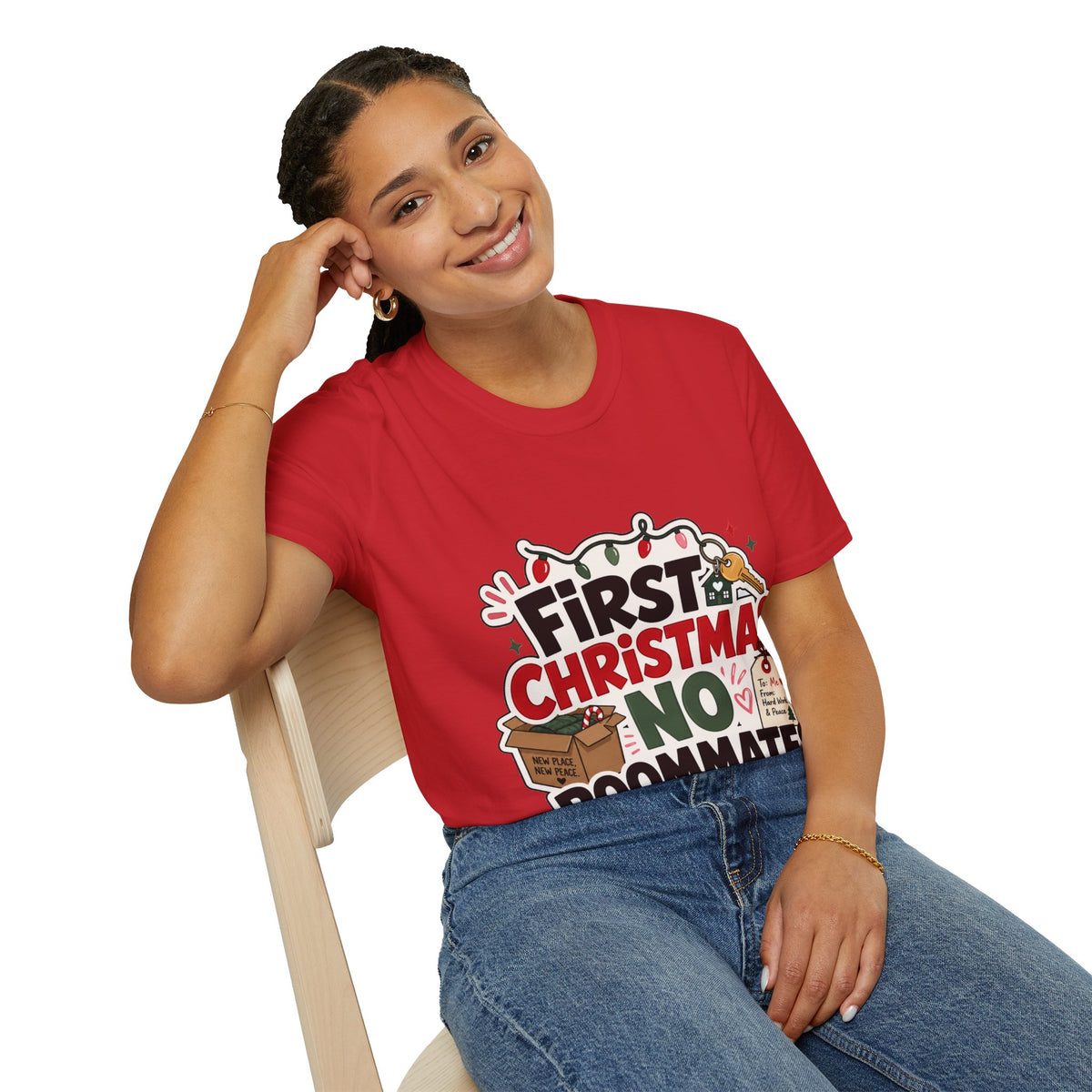 First Christmas No Roommates T-Shirt — Funny Holiday New Home Tee