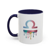 Libra Drip Accent Coffee Mug — Zodiac Symbol Rainbow Design
