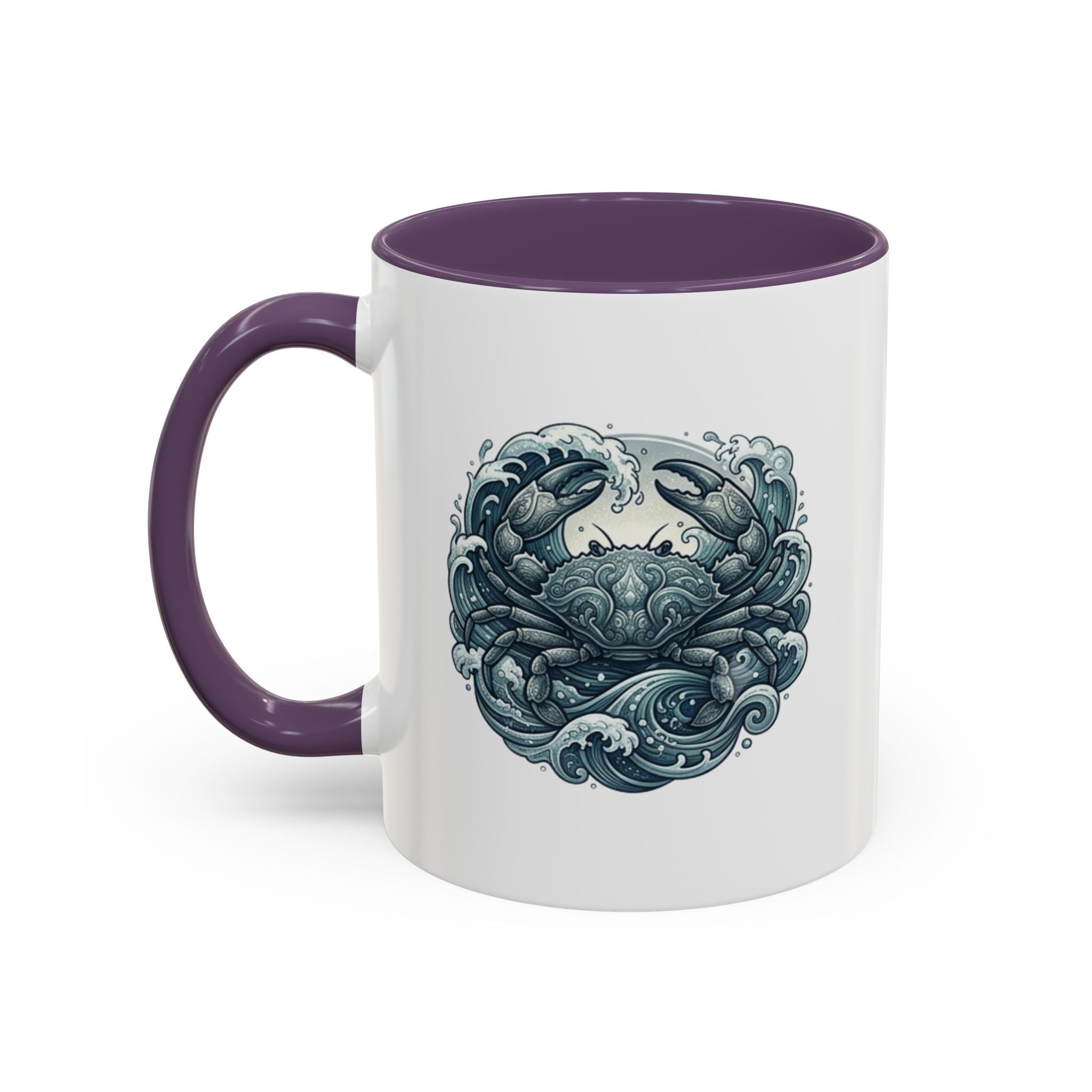 Crab Wave Accent Coffee Mug — Nautical Ocean Art