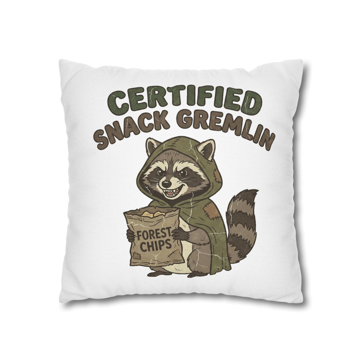 Funny Certified Snack Gremlin Raccoon Throw Pillowcase