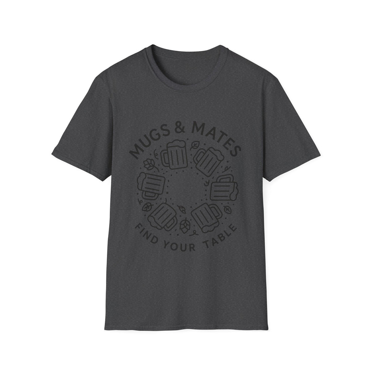 Mugs And Mates Minimalist Coffee Wreath T-Shirt, Cute Cafe Friendship Graphic Tee - Trending Now - September 2026