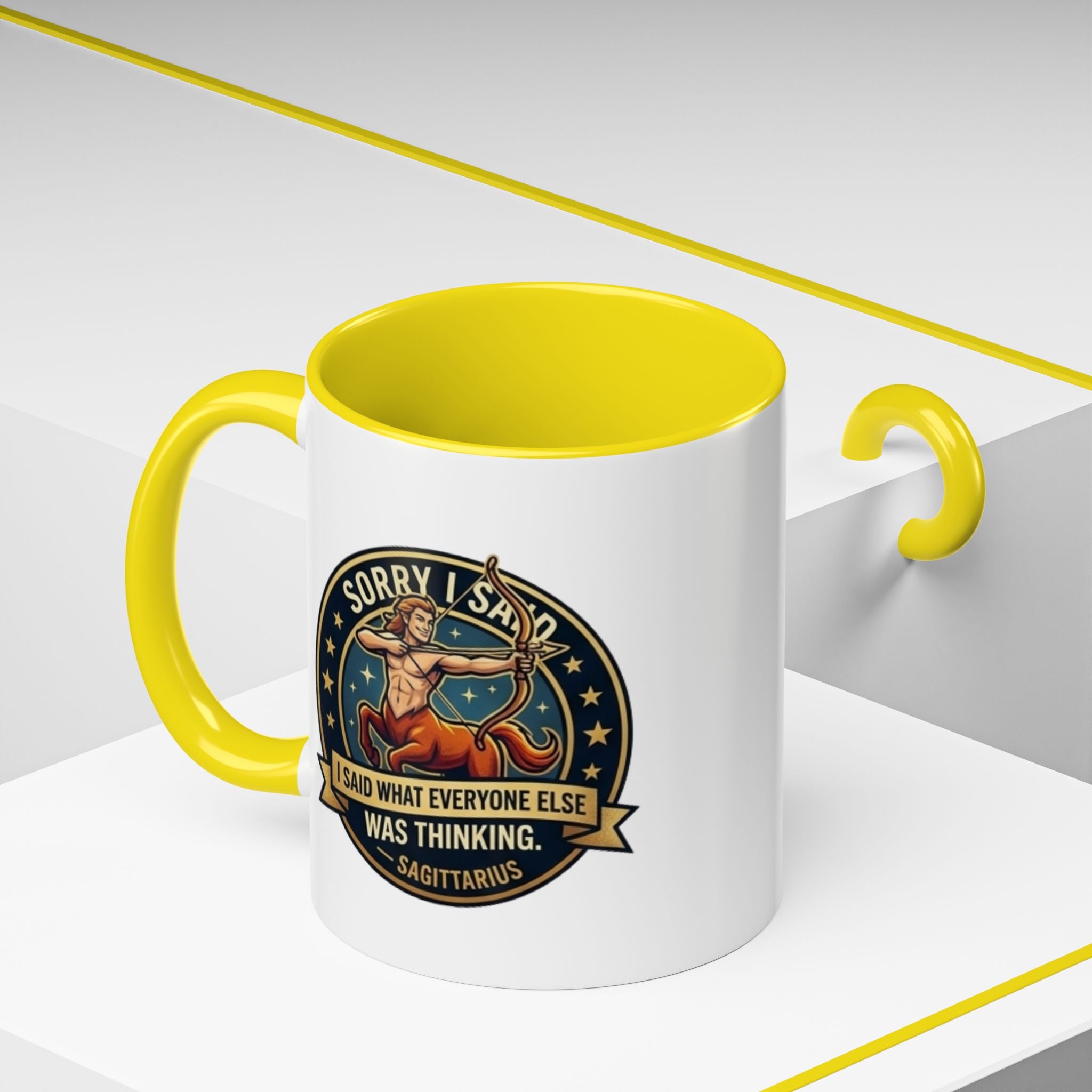 Sagittarius Coffee Mug — "Sorry I Said What Everyone Else Was Thinking" Zodiac Archer Accent Mug