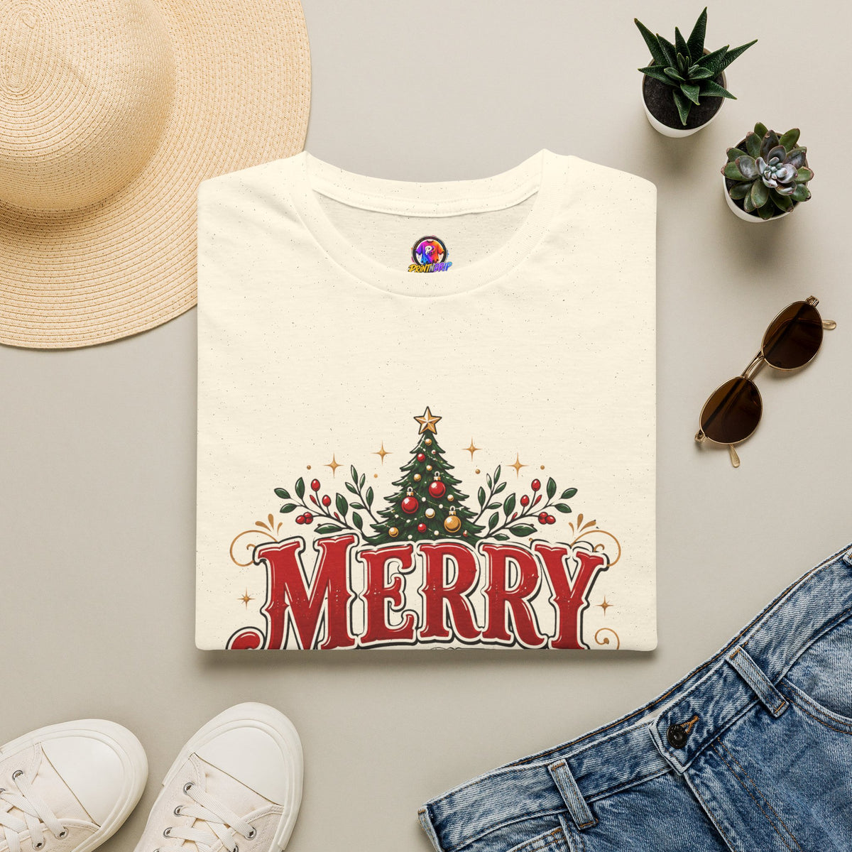 Merry Christmas Y'all T-Shirt — Festive Holiday Tree Tee