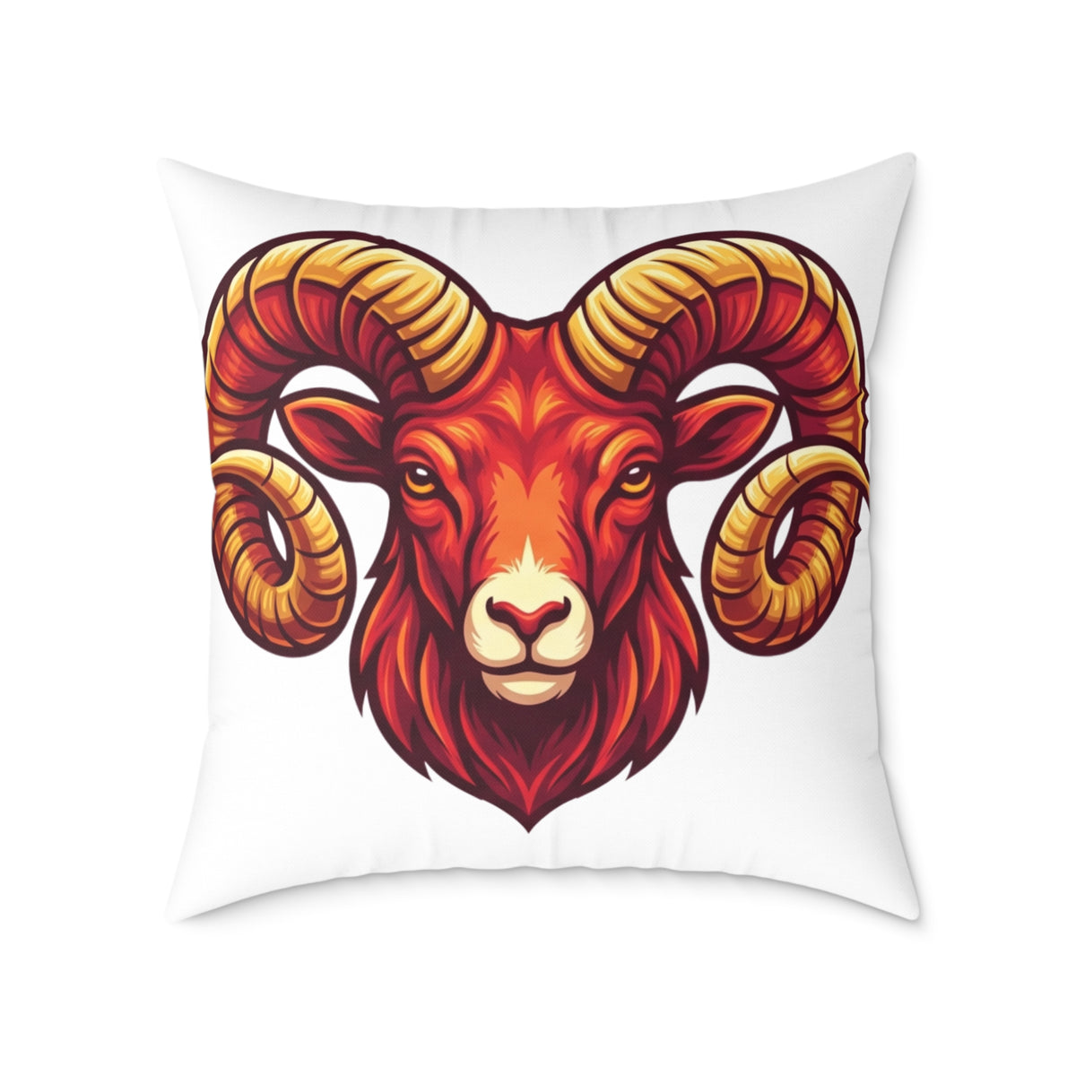 Aries Zodiac Ram Head Throw Pillow — Bold Zodiac Aries Accent Cushion