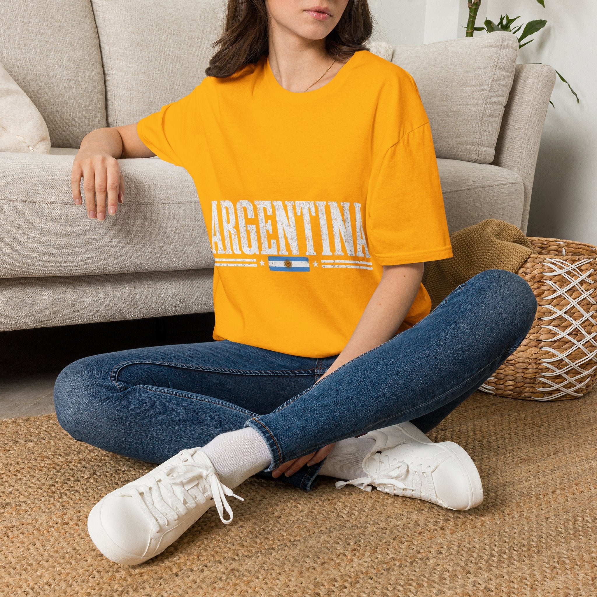 Argentina Graphic T-Shirt — Retro Flag Stripe Football Soccer Tee