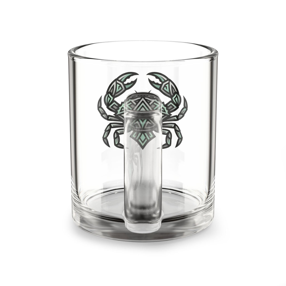 Cancer 10oz Glass Mug — Geometric Crab Design | Coastal Nautical Coffee Cup