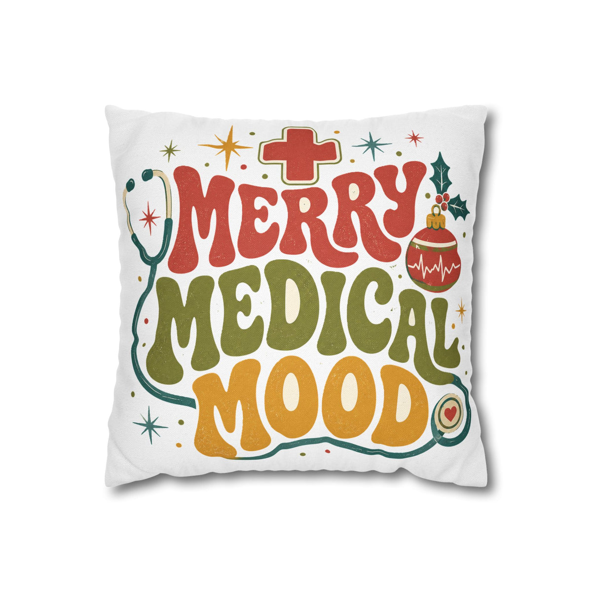 Merry Medical Mood Pillowcase Modern Day Christmas  - Festive Nurse & Doctor Holiday Throw Pillowcase