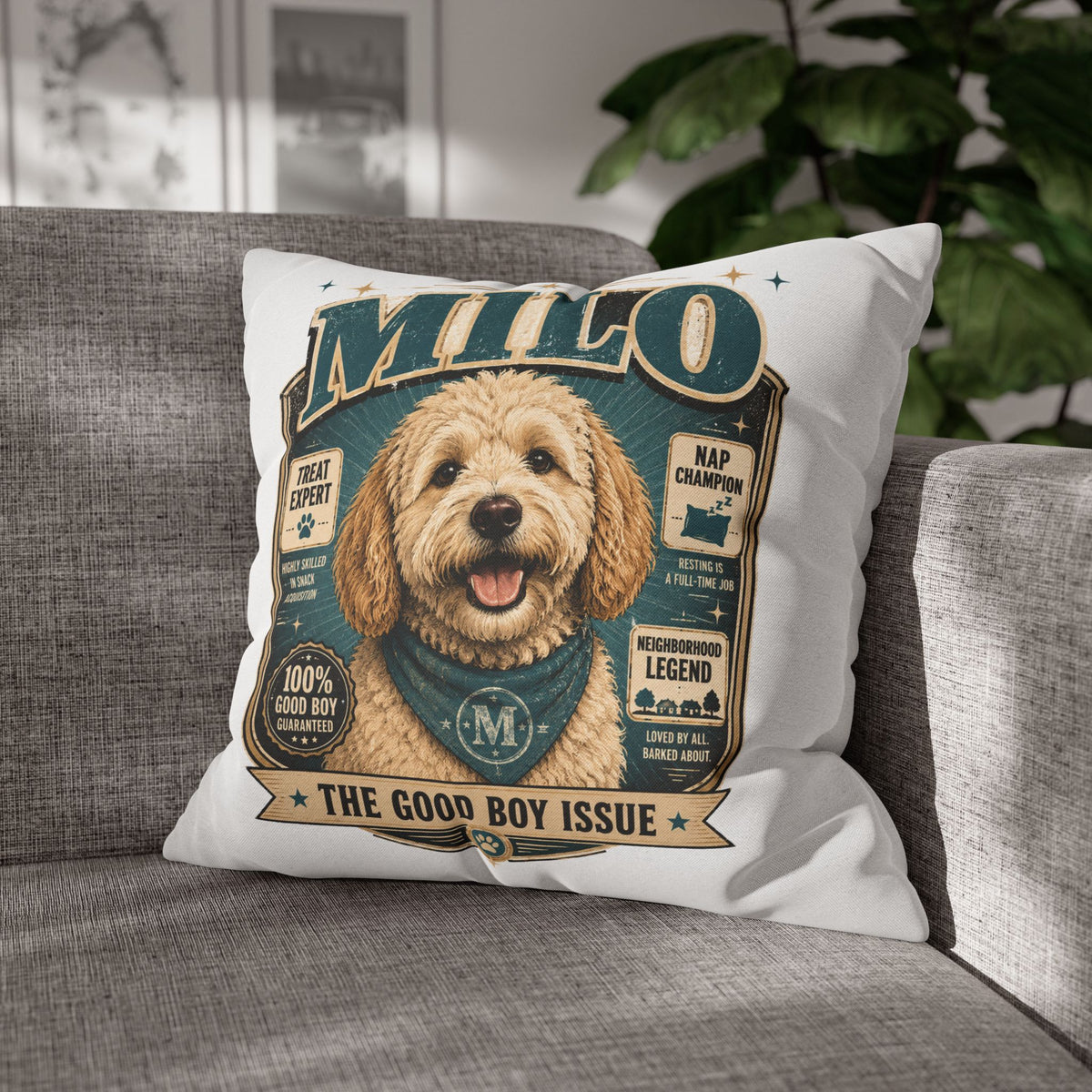 Milo 'The Good Boy Issue' Decorative Pillowcase Milo Bailey Dog Dad Mom