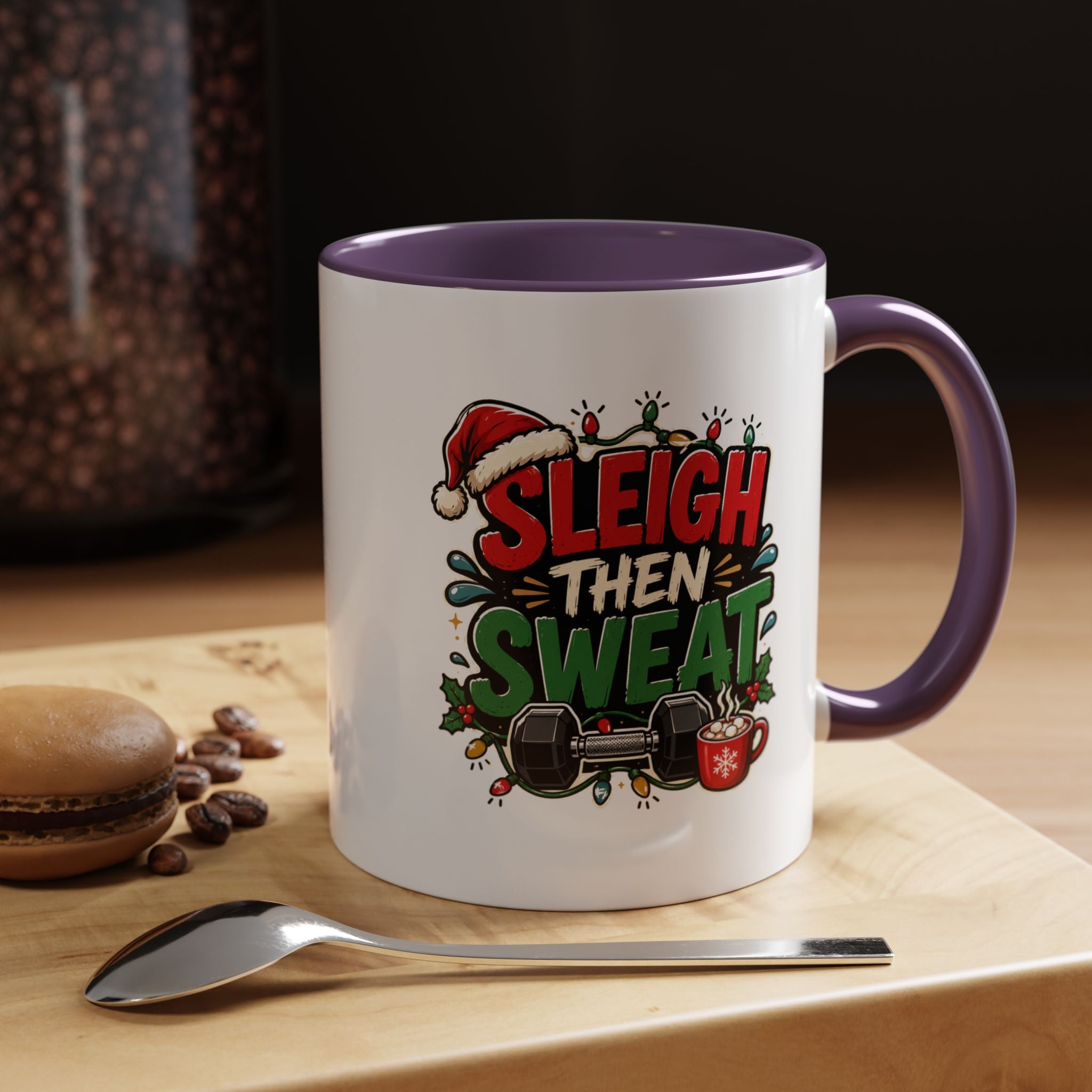 Modern Day Christmas Sleigh Then Sweat Coffee Mug — Festive Gym Motivational Holiday Gift