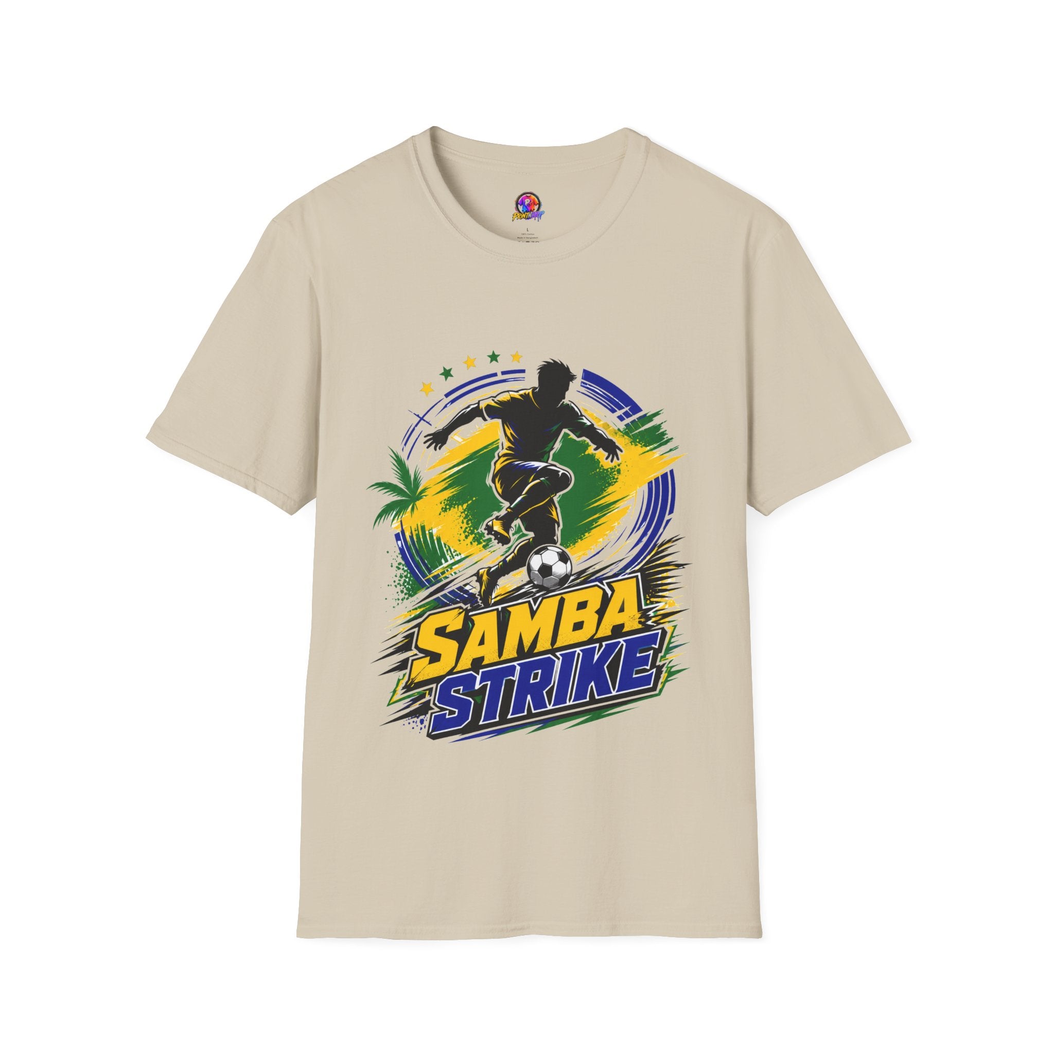 Brazil  Samba Strike Soccer T-Shirt — Brazilian Football Player Graphic Tee