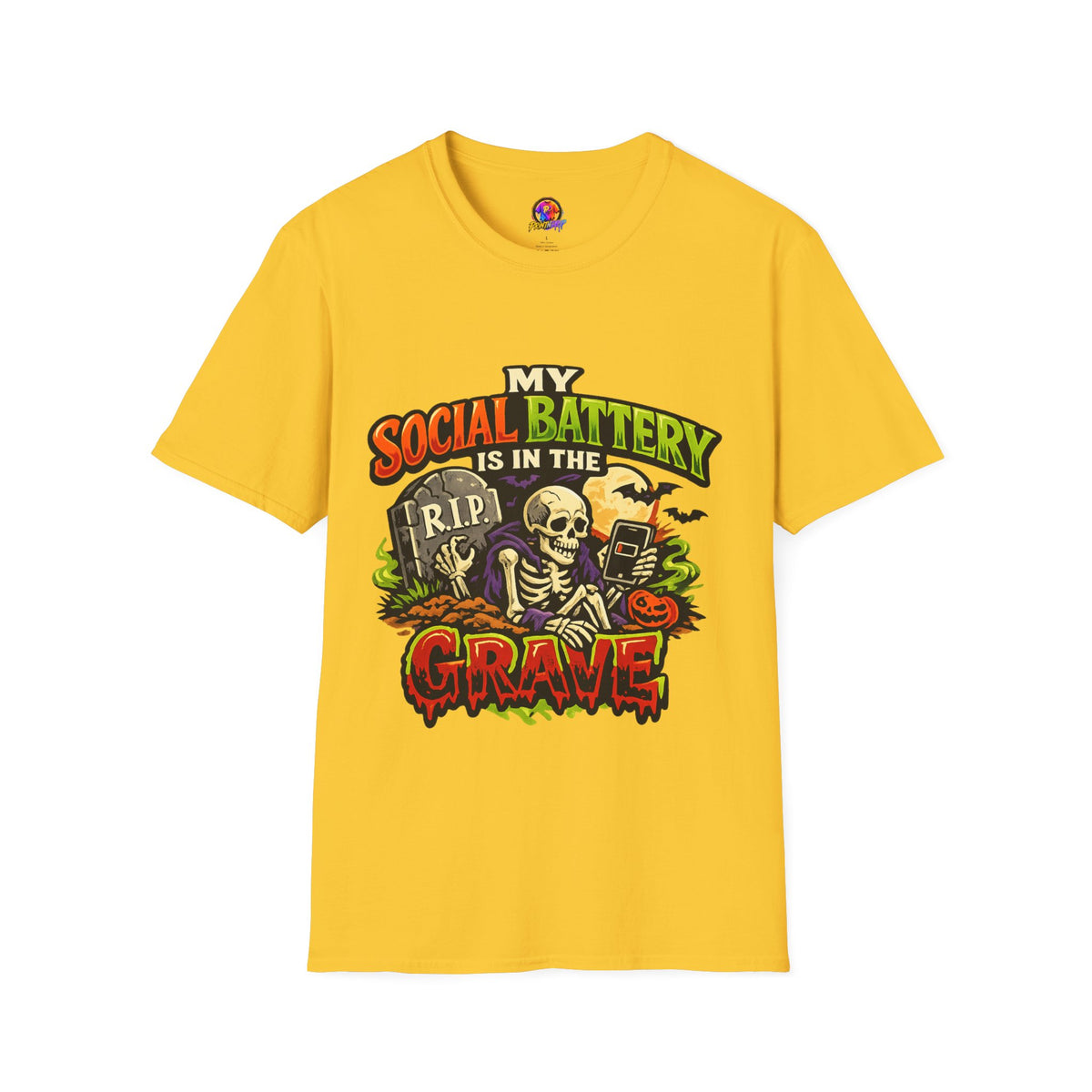 Halloween My Social Battery Unisex Softstyle T-Shirt